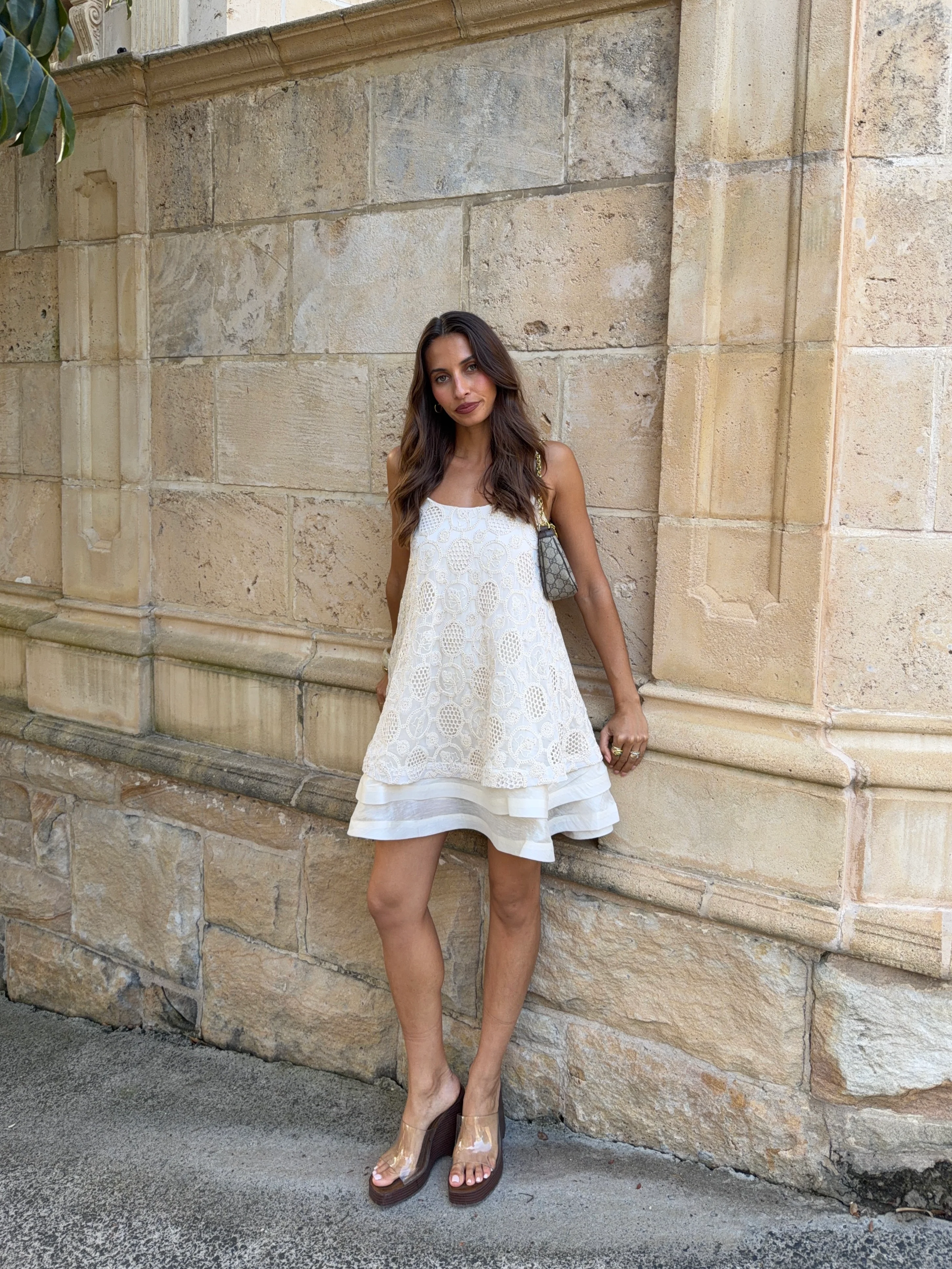 Vessia Shift Mini Dress in Cream