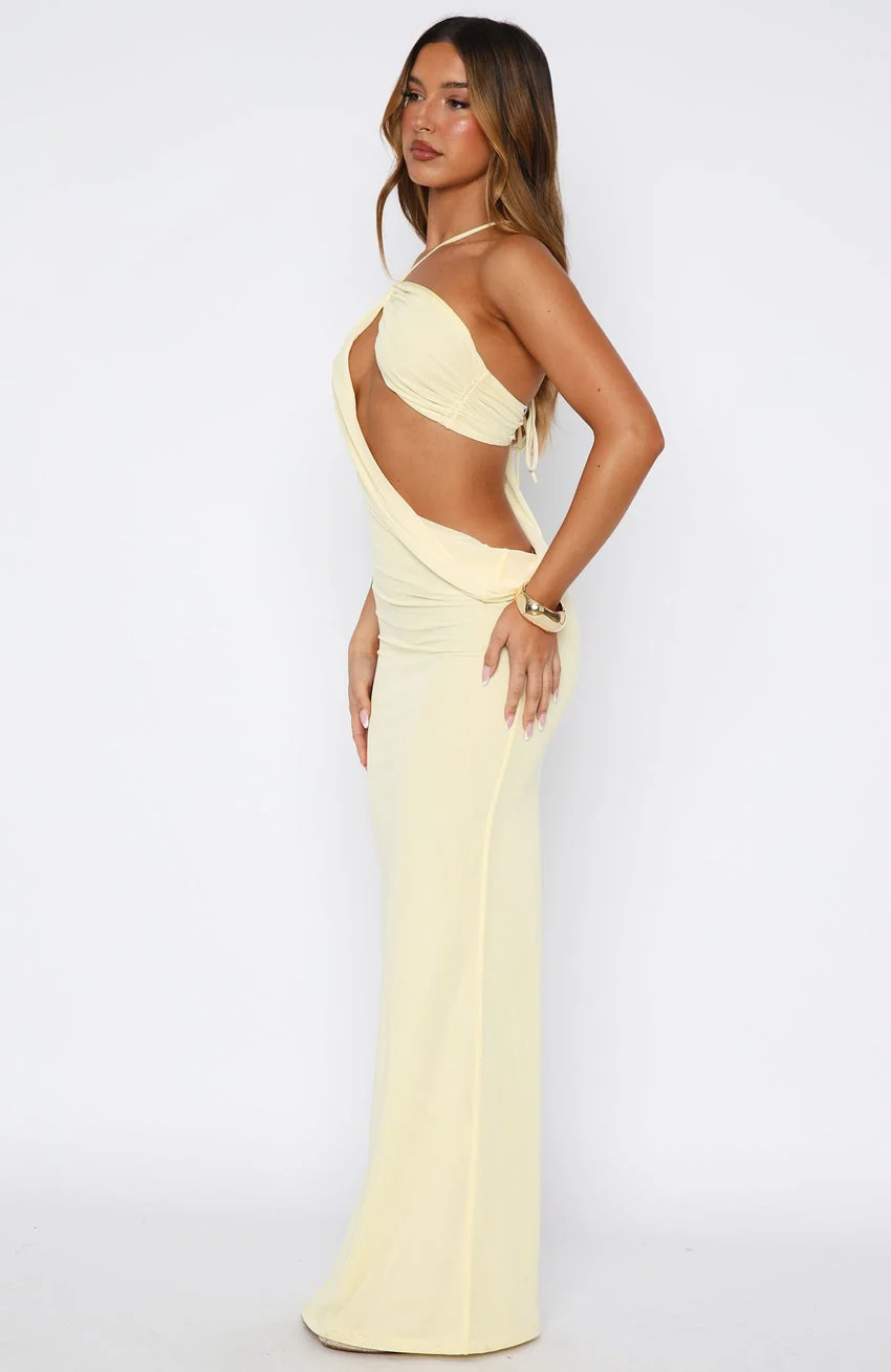Monaco Moment Maxi Dress Lemon - luluinthesky