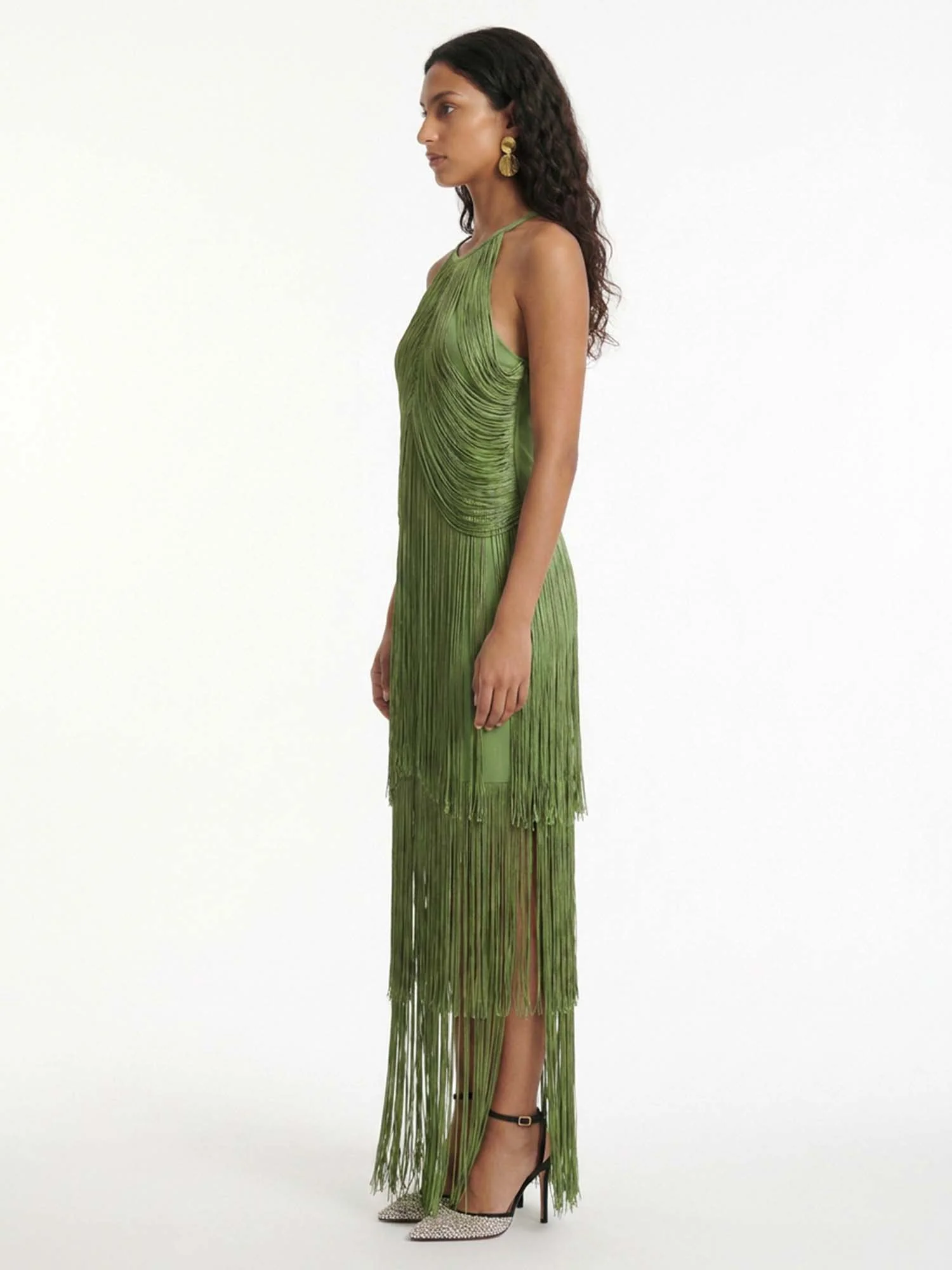 Fringe Cascade Midi Dress