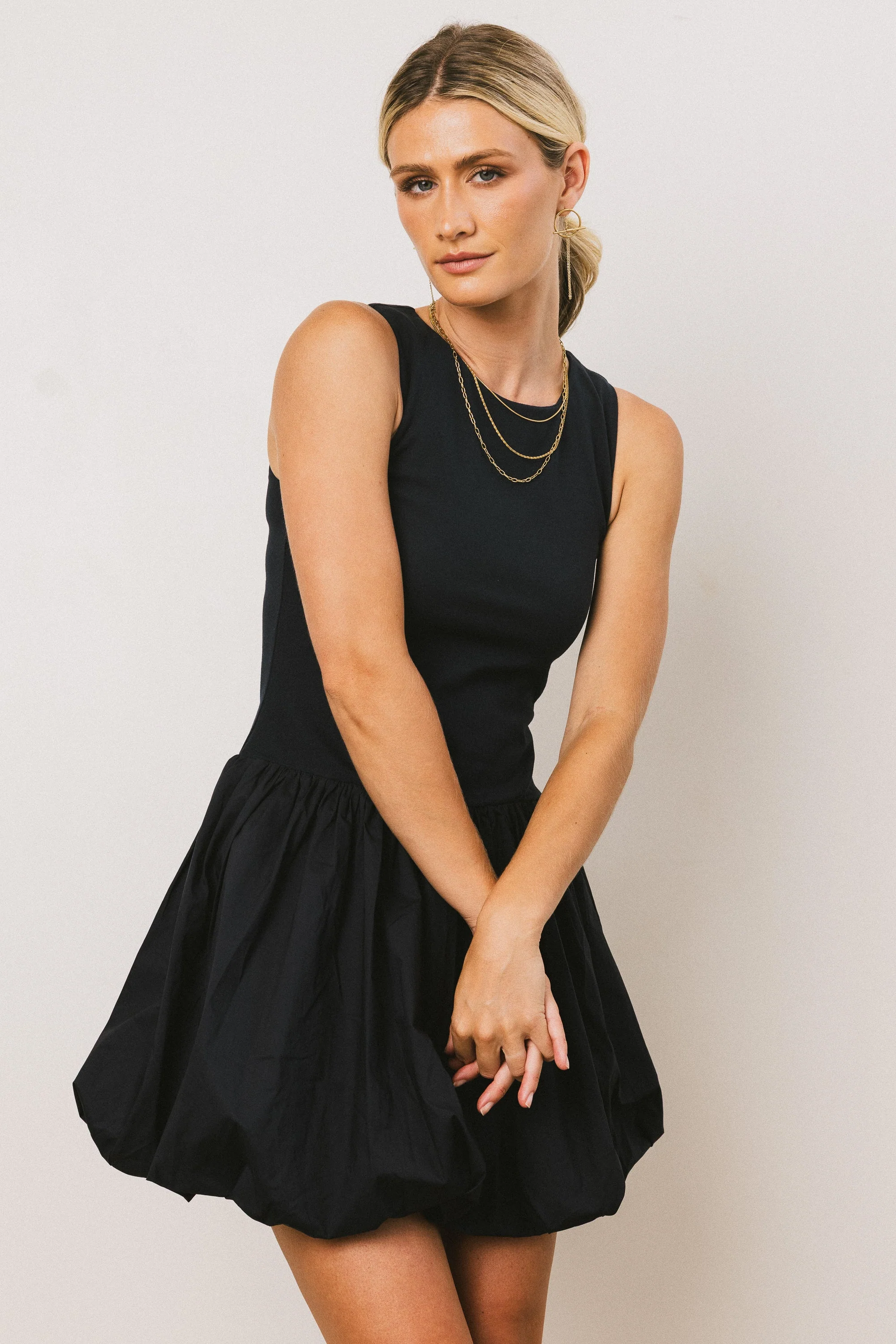 Nila Bubble Mini Dress in Navy