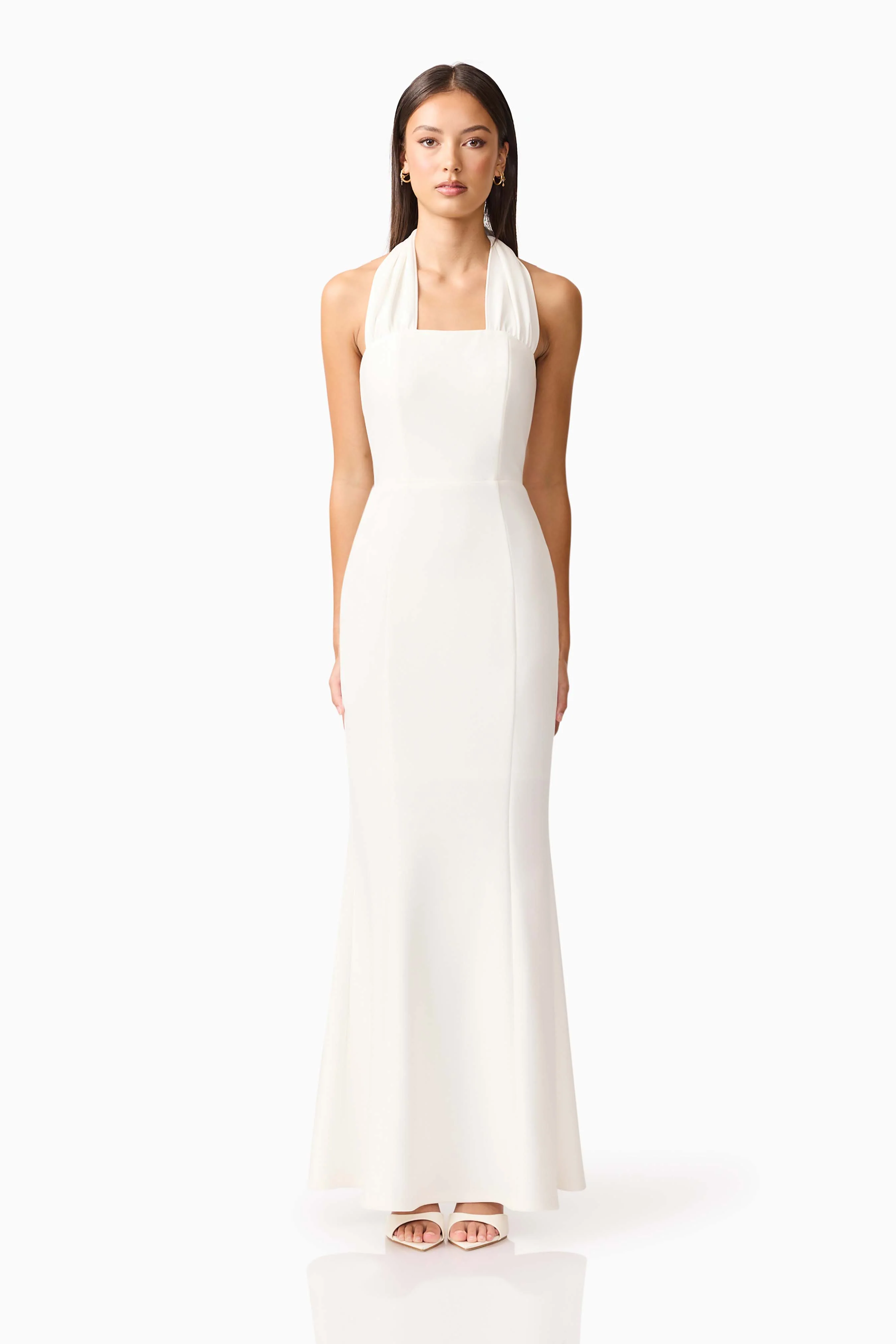 Mira Halter Gown in White