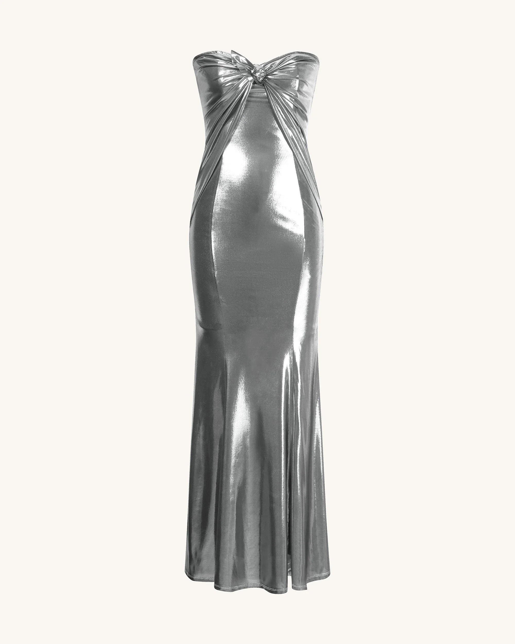 Olivia Silver Maxi Tube Dress - Silver - FASHION NOB