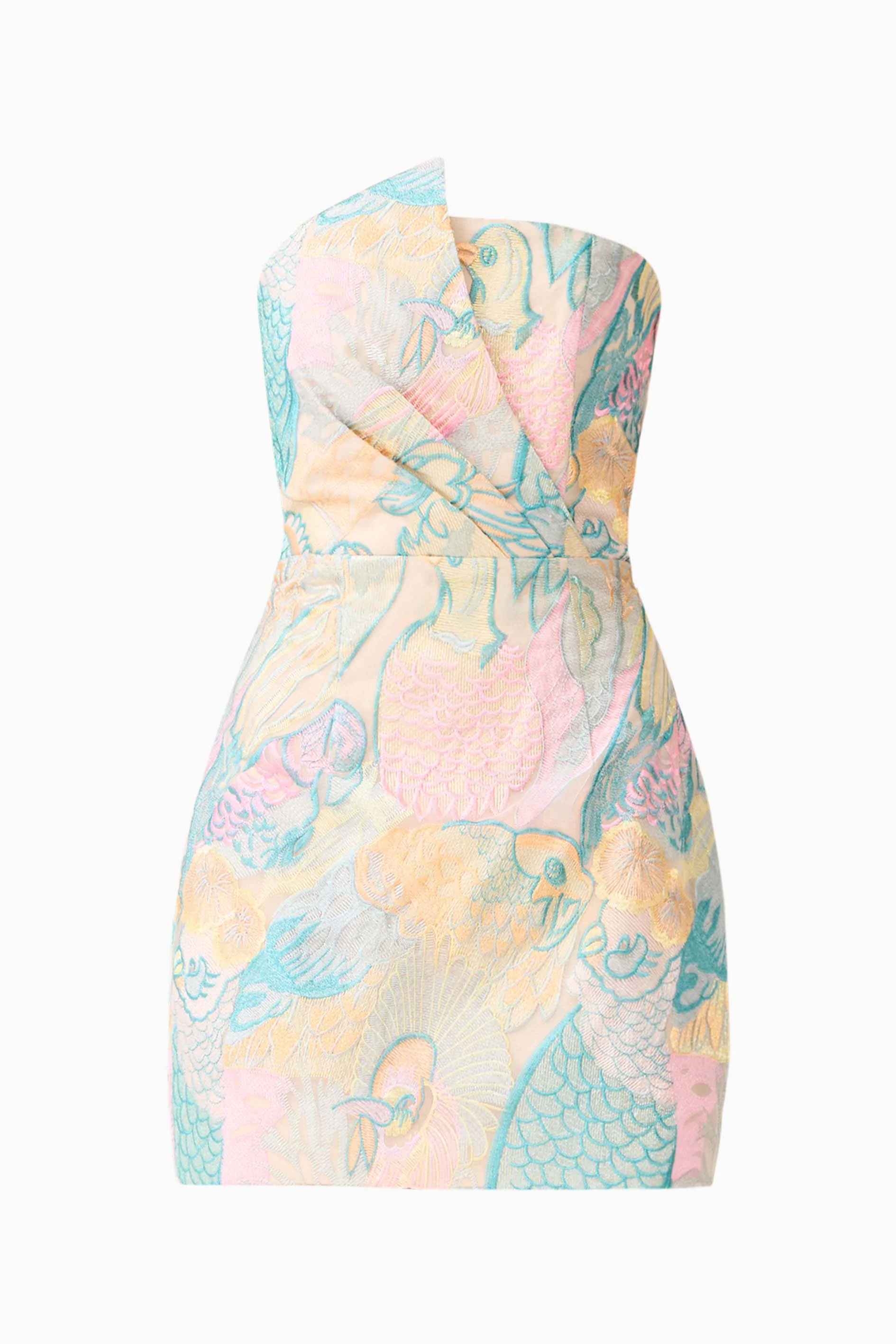 Taliah Strapless Mini Dress in Blue Multi