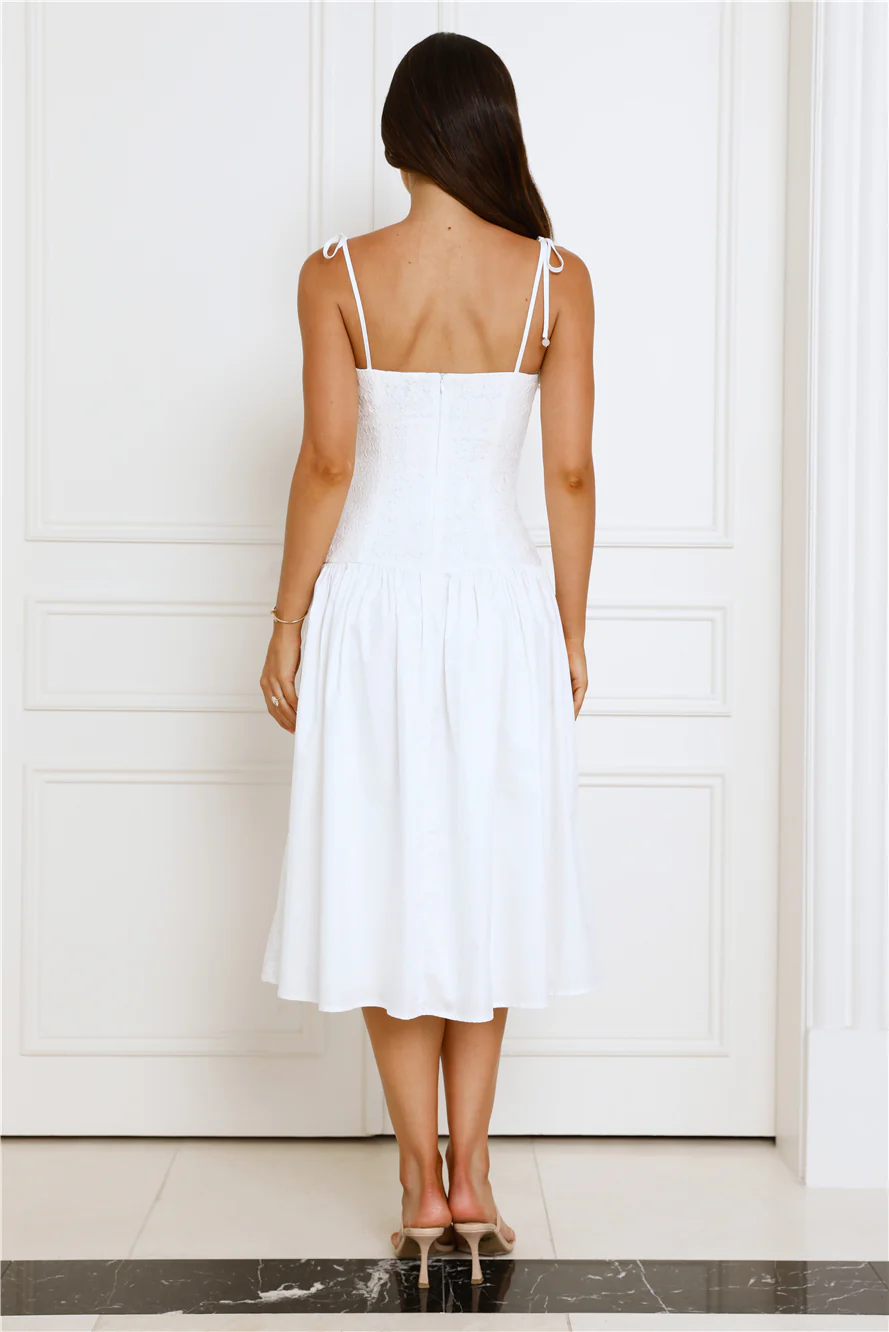 Sailing On A Dream Lace Midi Dress White - luluinthesky