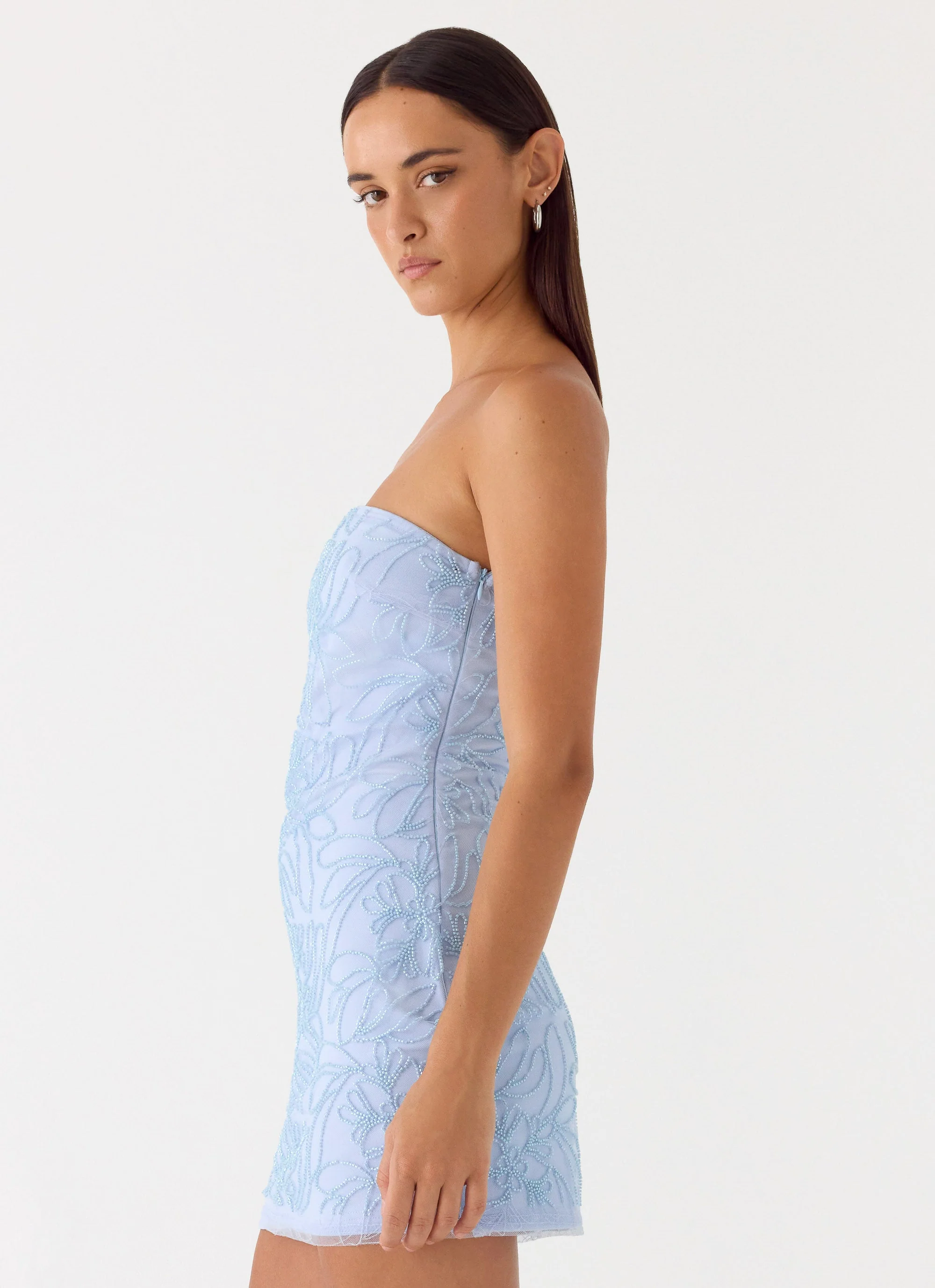 Dangerous Kind Beaded Mini Dress - Blue - luluinthesky