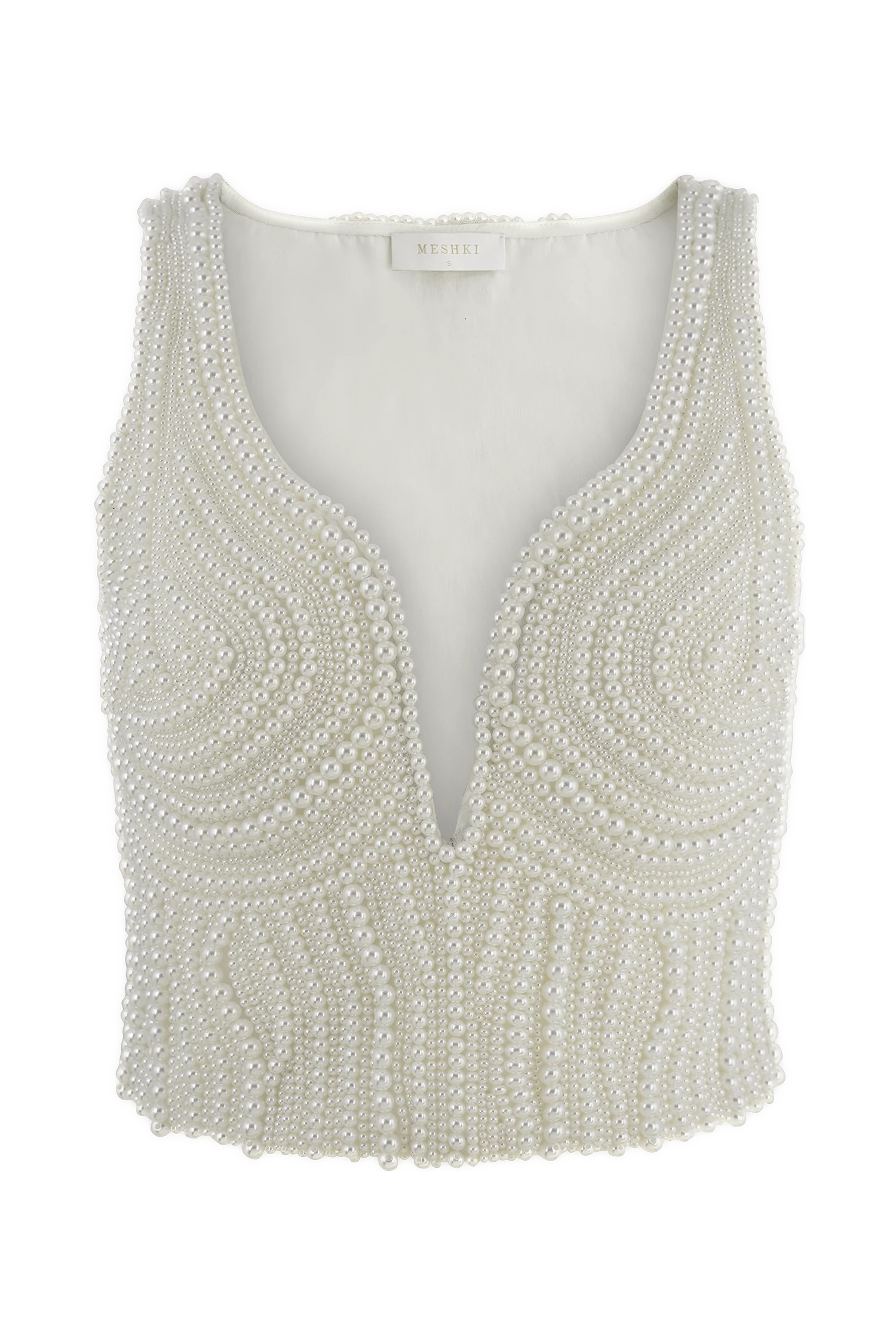 Kathia Pearl Hand Beaded Top - White