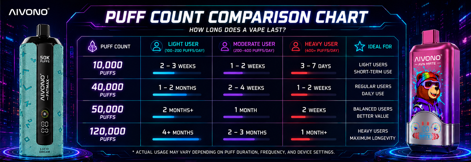 Puff count comparison chart
