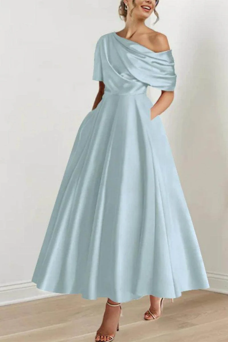 A Line One shoulder Half Sleeve Ankle Length Mother Dresses CM0366