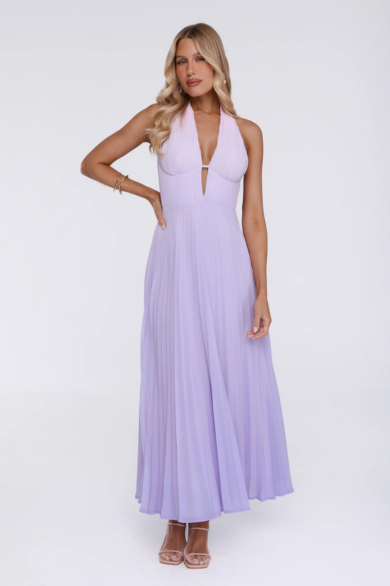 Chic Energy Shift Halter Maxi Dress Purple