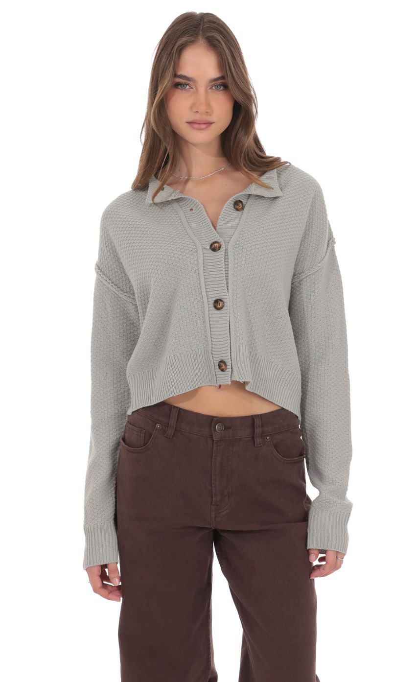 Cable Knit Cardigan in Gray
