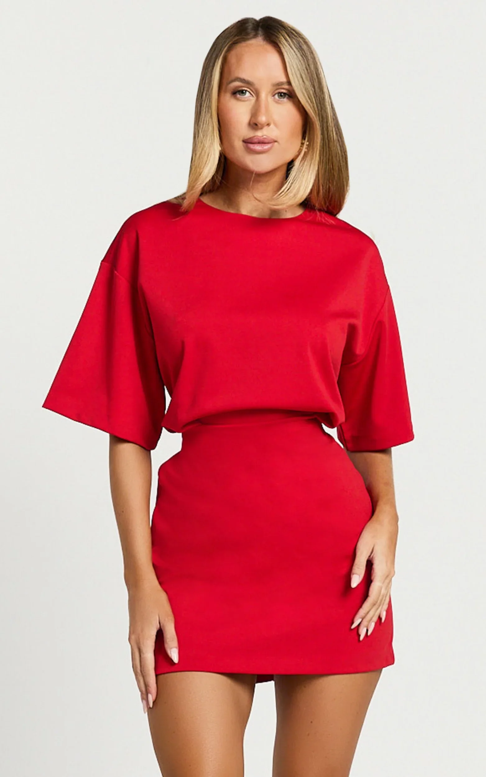 Karyna Mini Dress - Shirt Dress in Red
