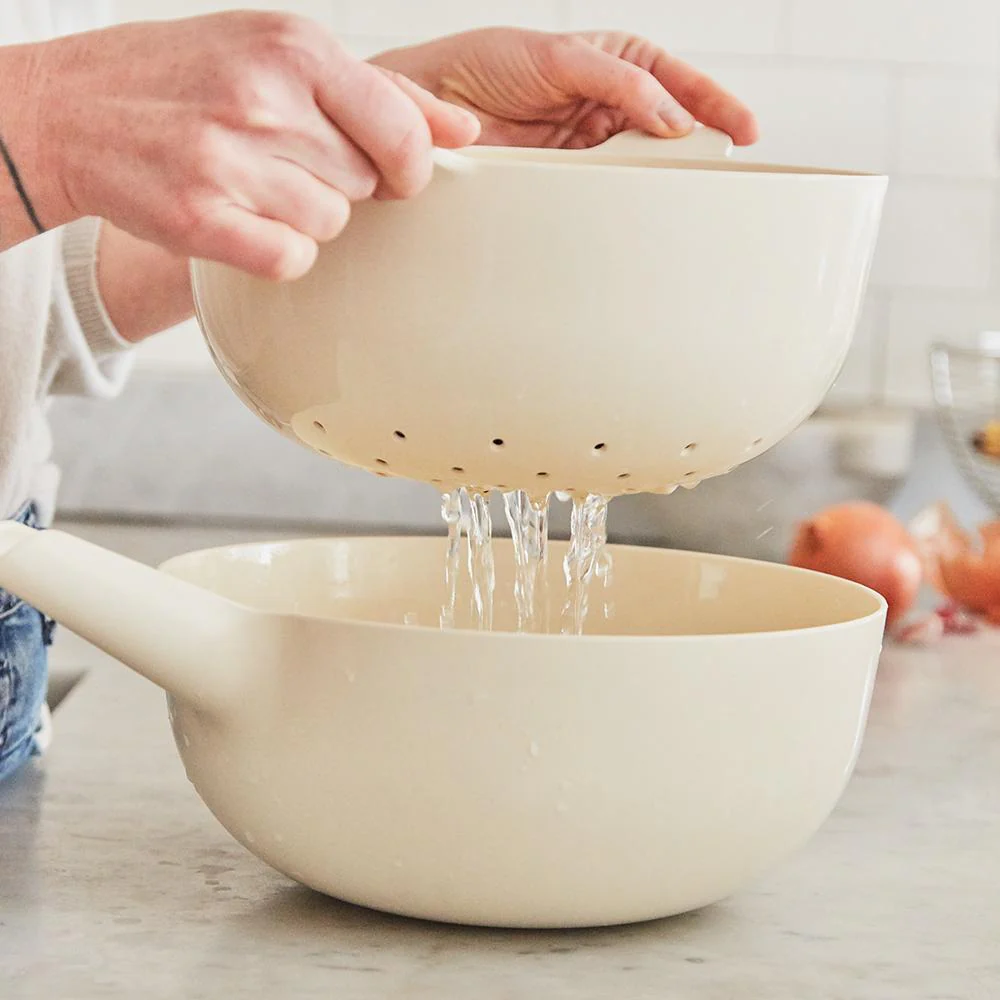 Vogeelle Large Mixing Bowl and Colander Set - Off White