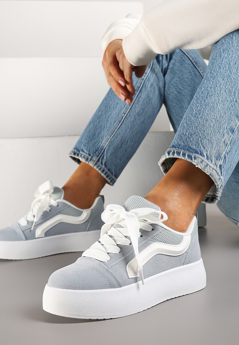 Jasnoniebieskie Sneakersy Kultowe Tenisówki na Grubej Podeszwie Nurisora