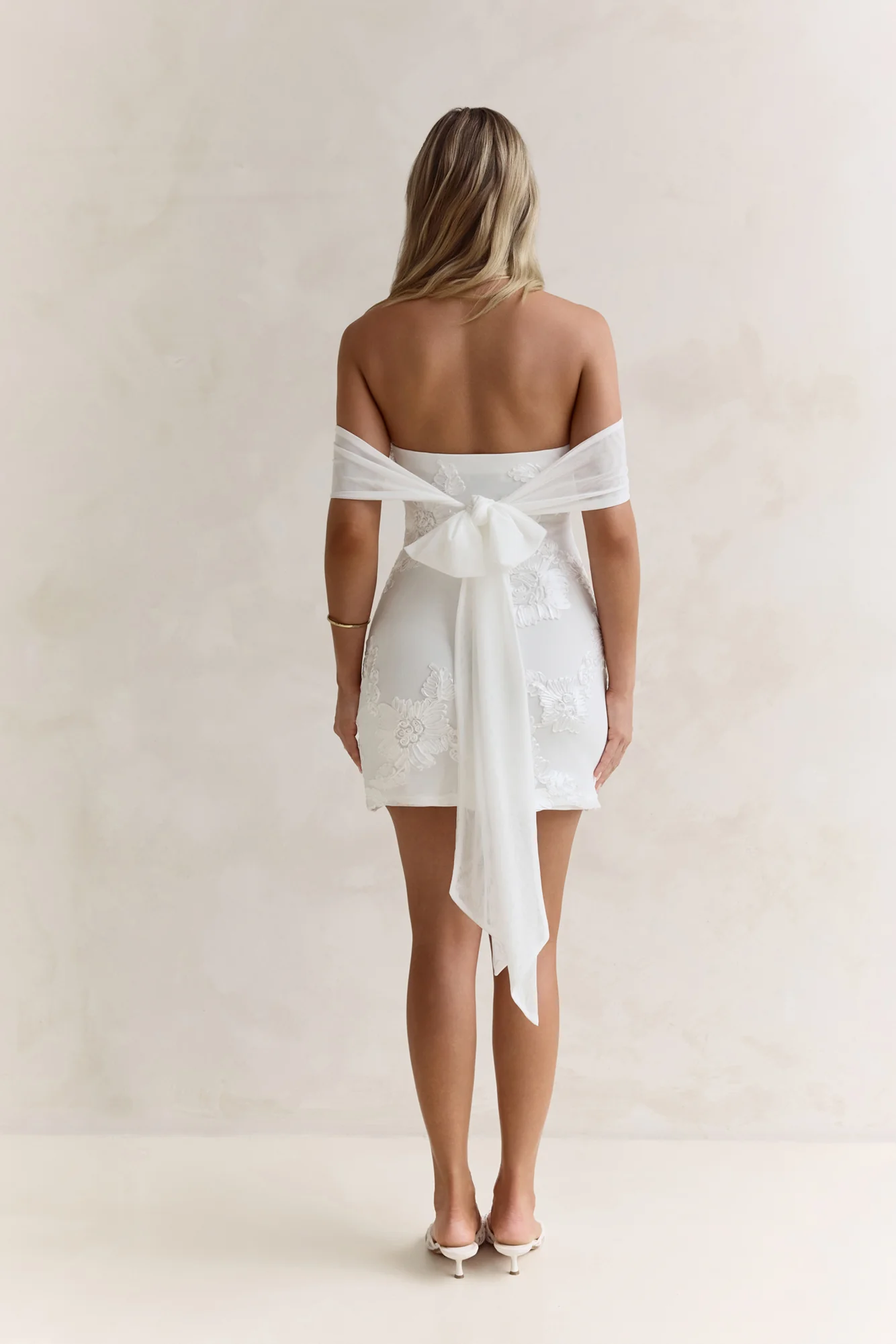 Forevermore Mesh Off Shoulder Mini Dress White - luluinthesky