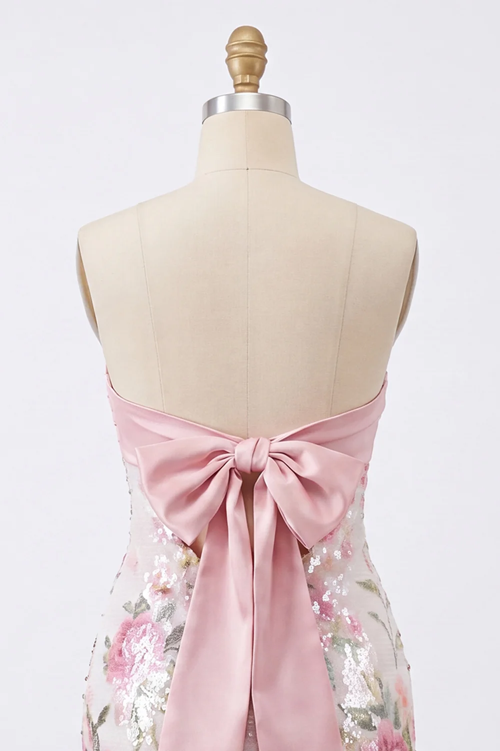 Light Pink Bodycon Strapless Mini Homecoming Dress with Sequins - FASHION NOB