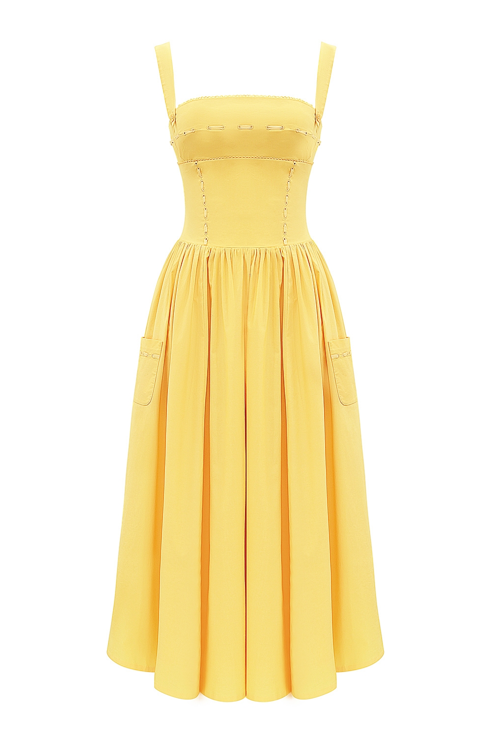 Apricot Cotton Midi Sundress