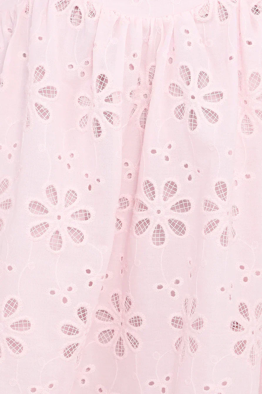 Lynne Mini Dress - Pink Broderie - luluinthesky
