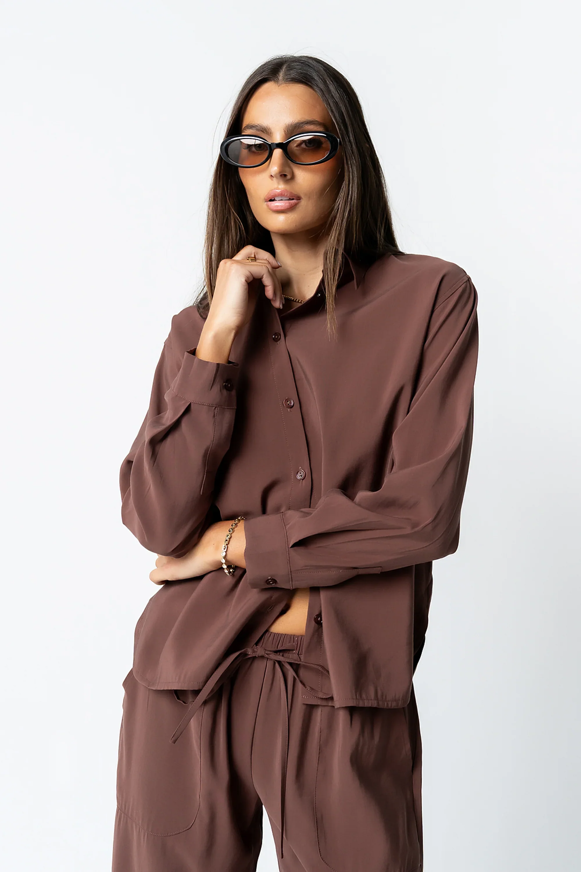 Tacie Button Up in Brown