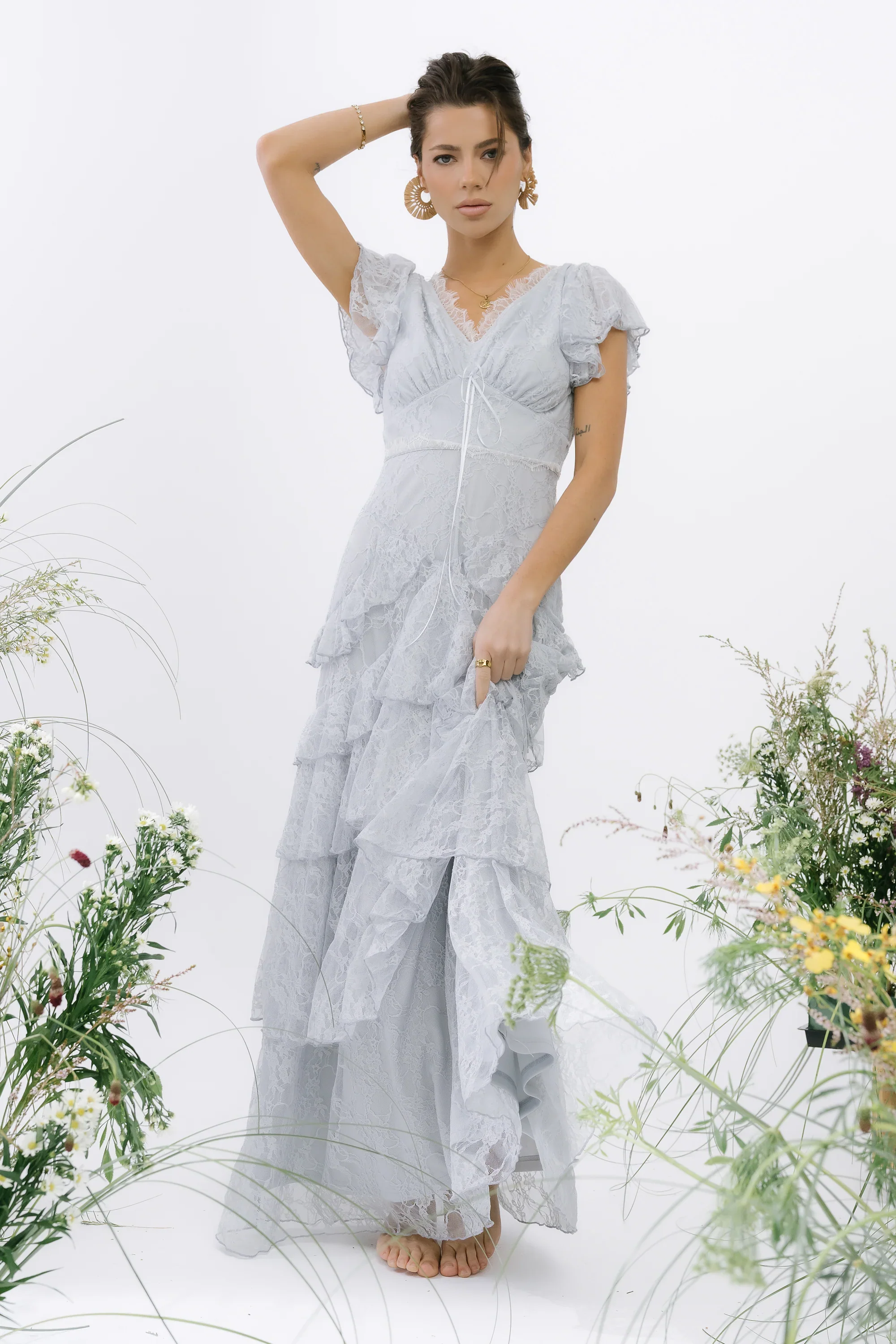 Tracie Lace Maxi Dress in Blue