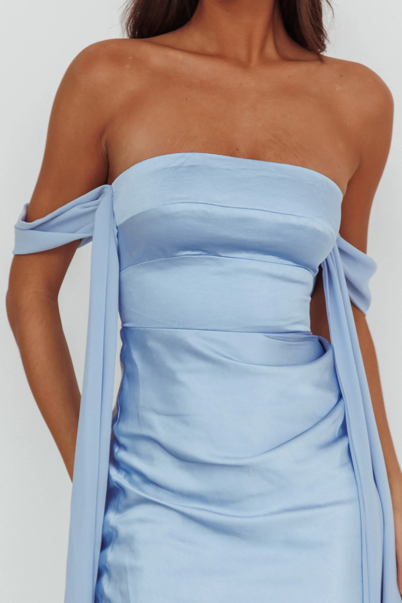 Odayah Draped Sleeve Maxi Dress Blue - luluinthesky