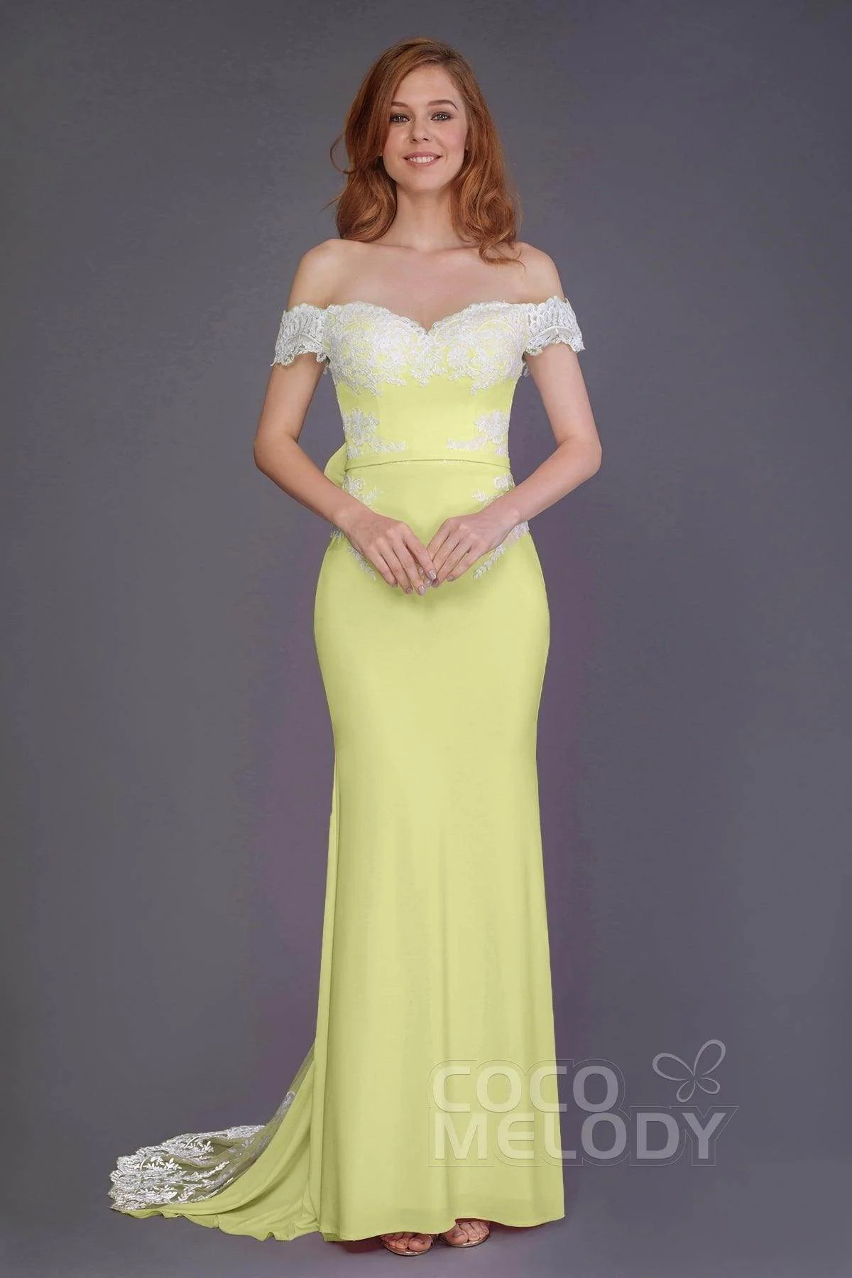Mermaid Sweep Train Knitted Fabric Bridesmaid Dress PR3491