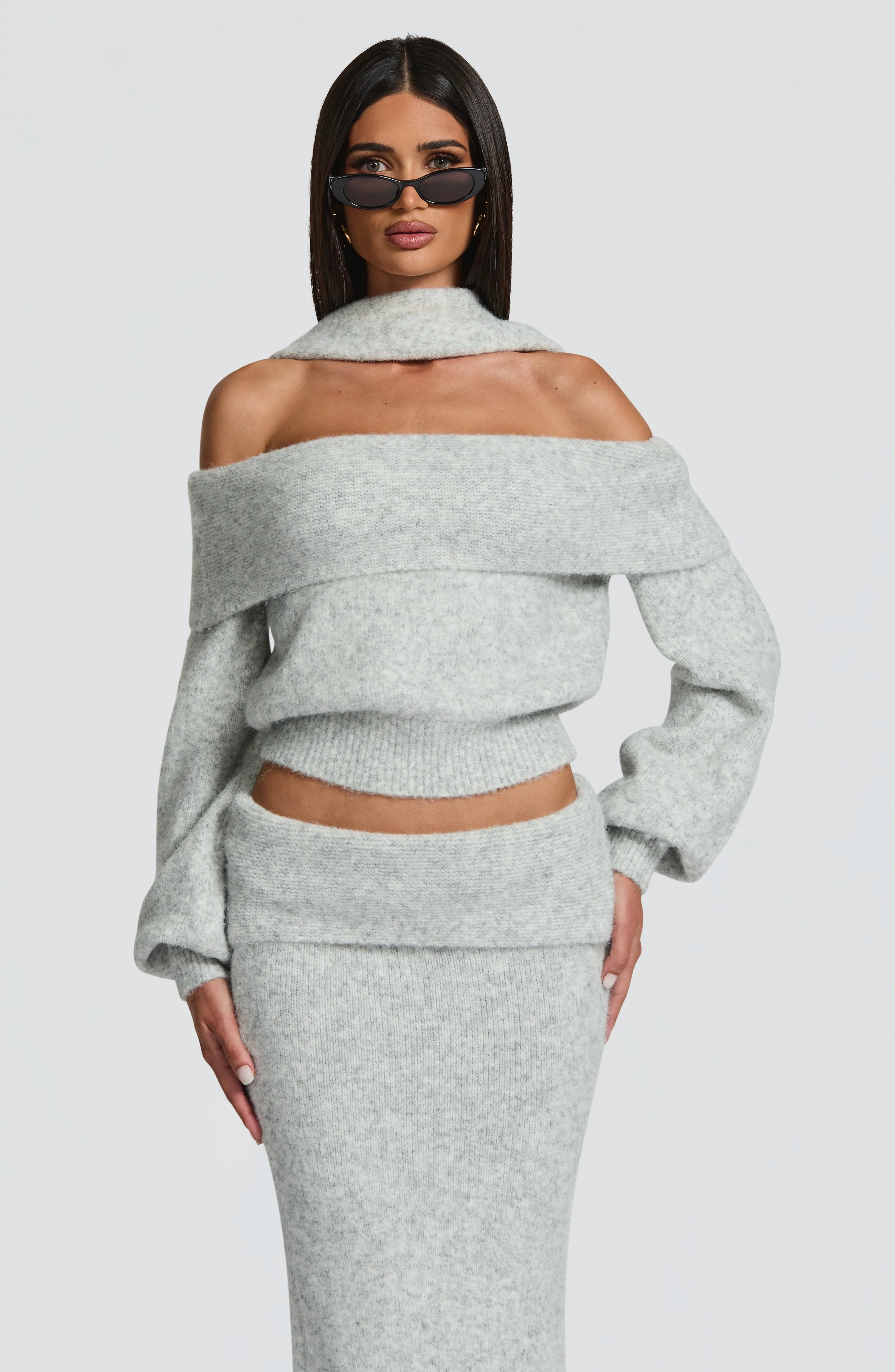 Andie Maxi Skirt - Light Grey Marl