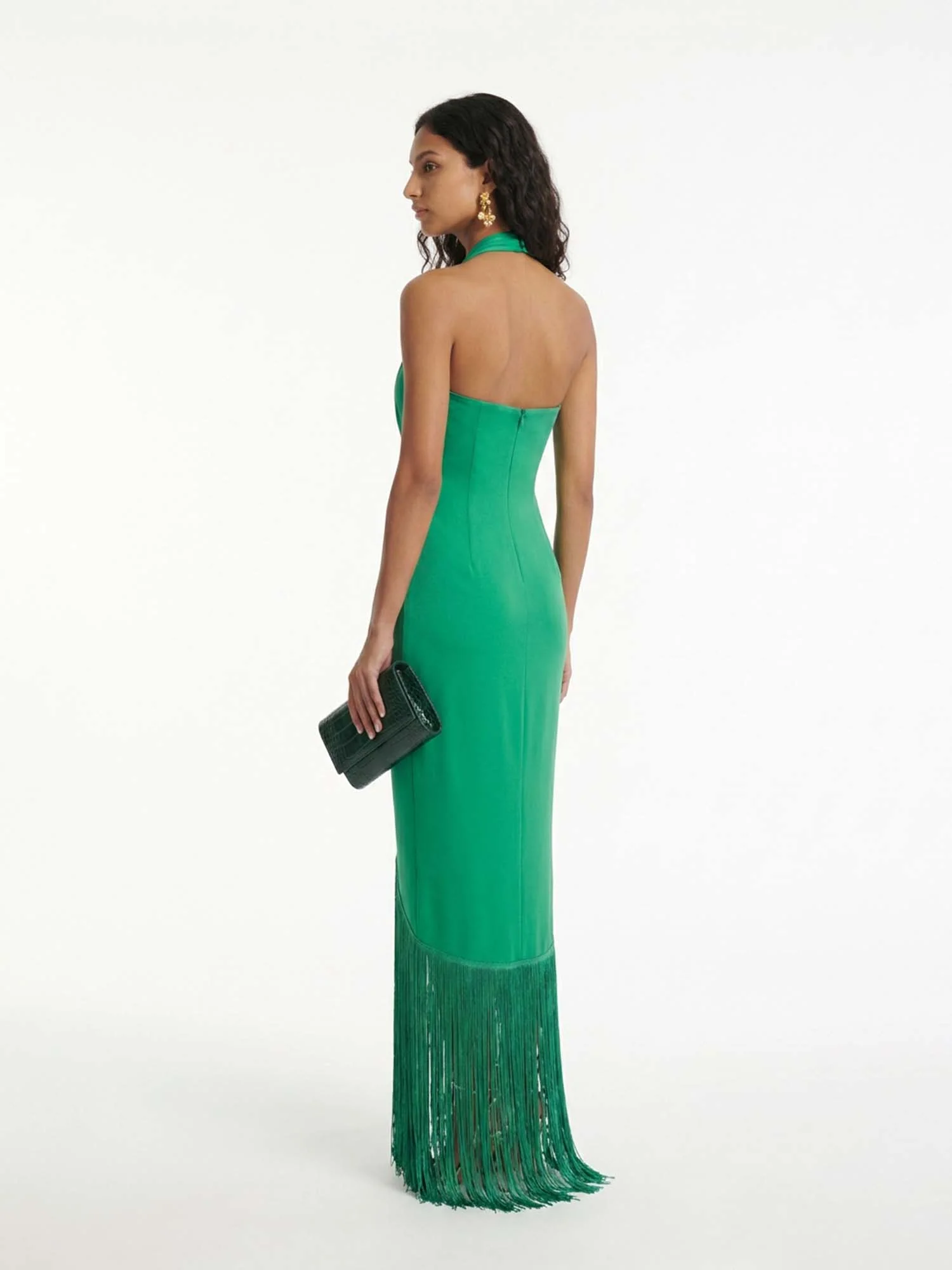 Green Twist Fringe Maxi Dress