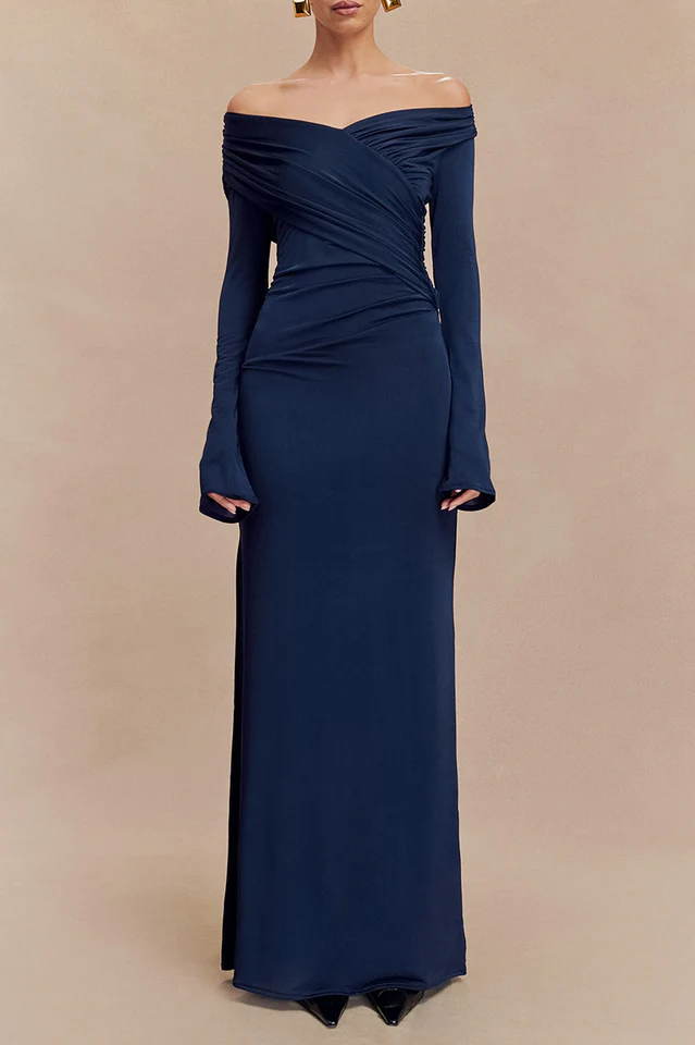 Therese Off Shoulder Ruched Maxi Dress