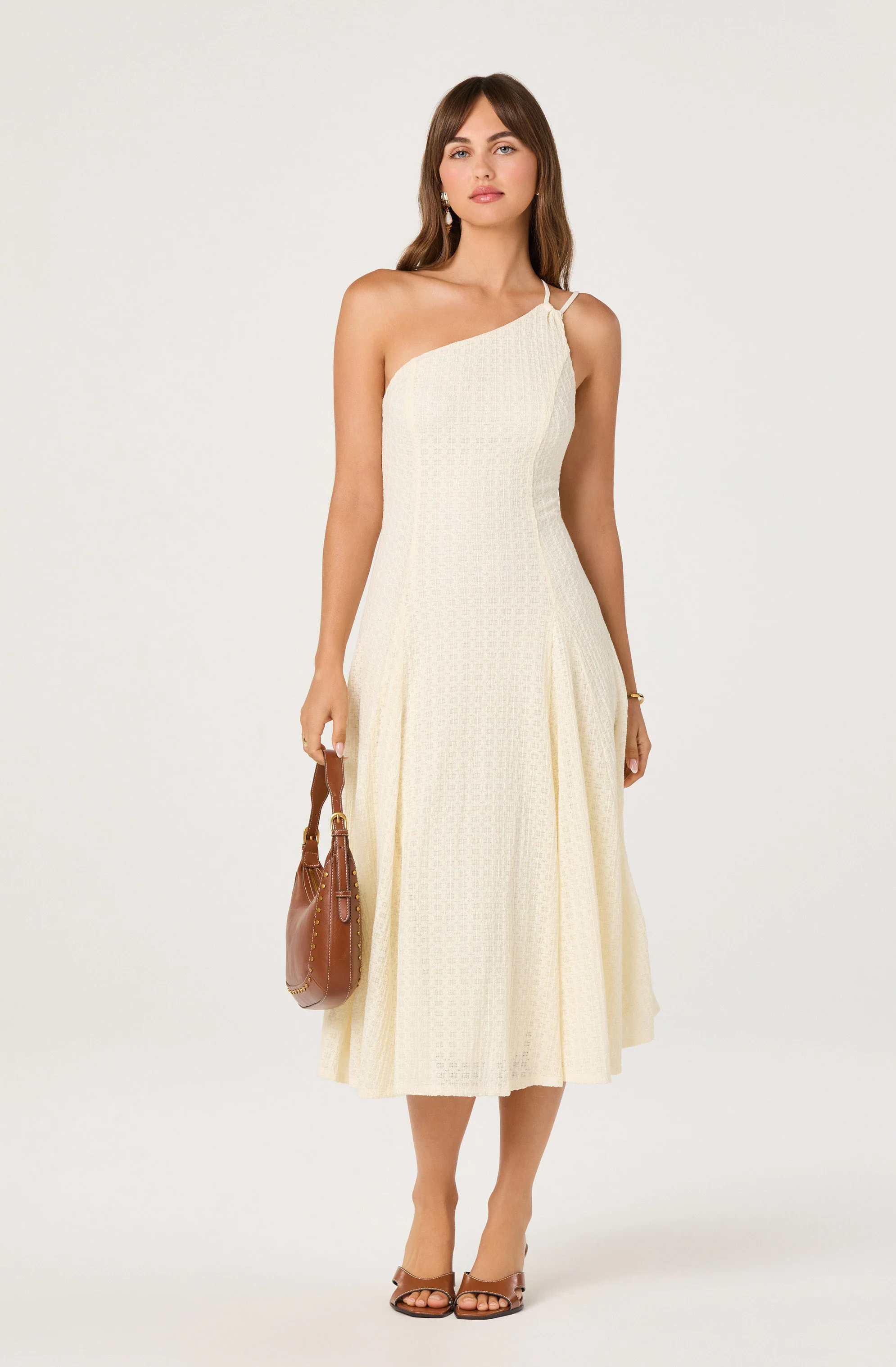Nola One-Shoulder Knit Midi Dress