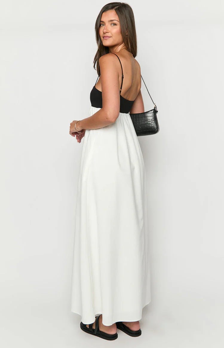 Akari White Contrast Maxi Dress - luluinthesky