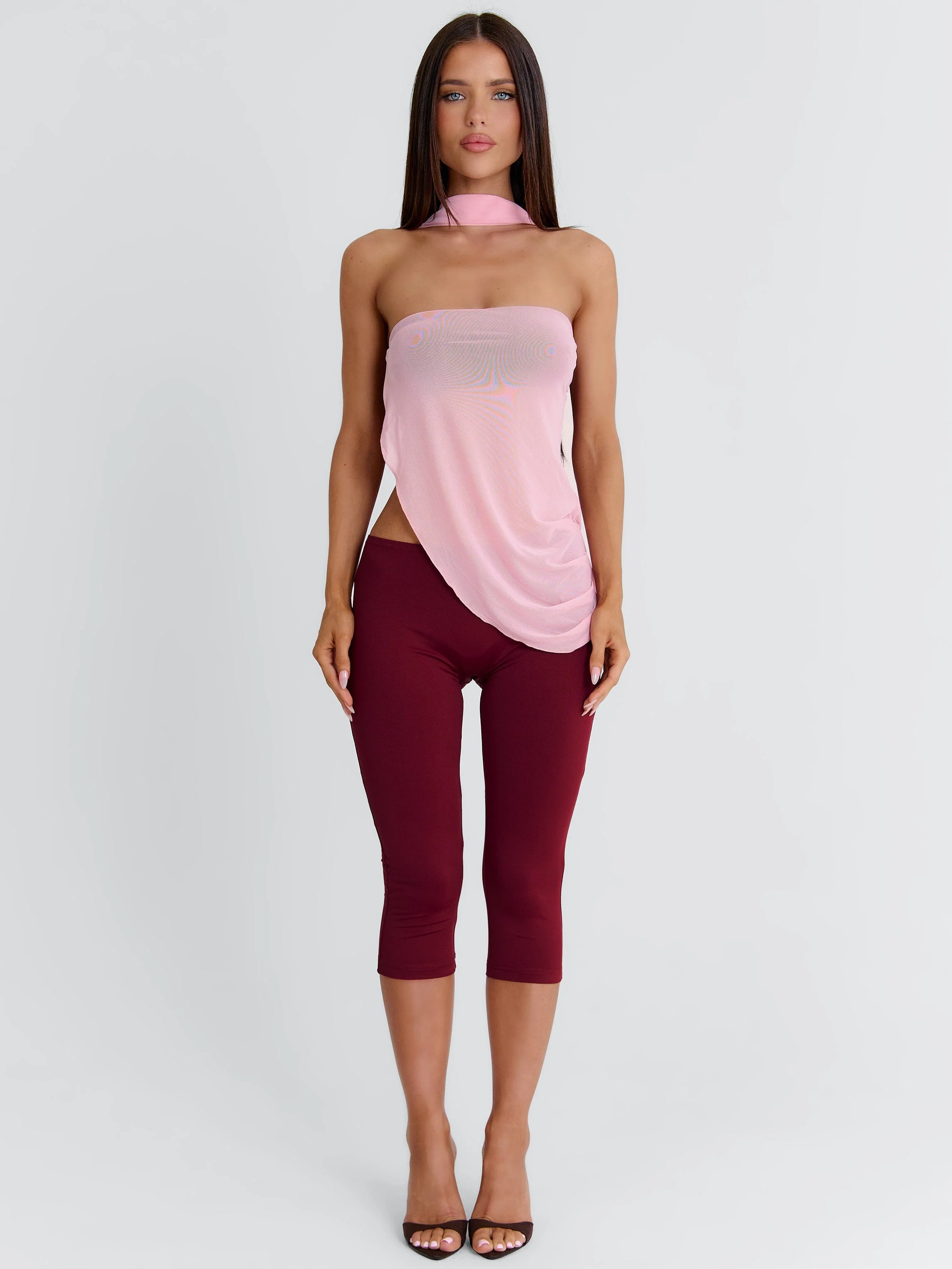 Lucylle Capri Jumpsuit Pink And Burgundy