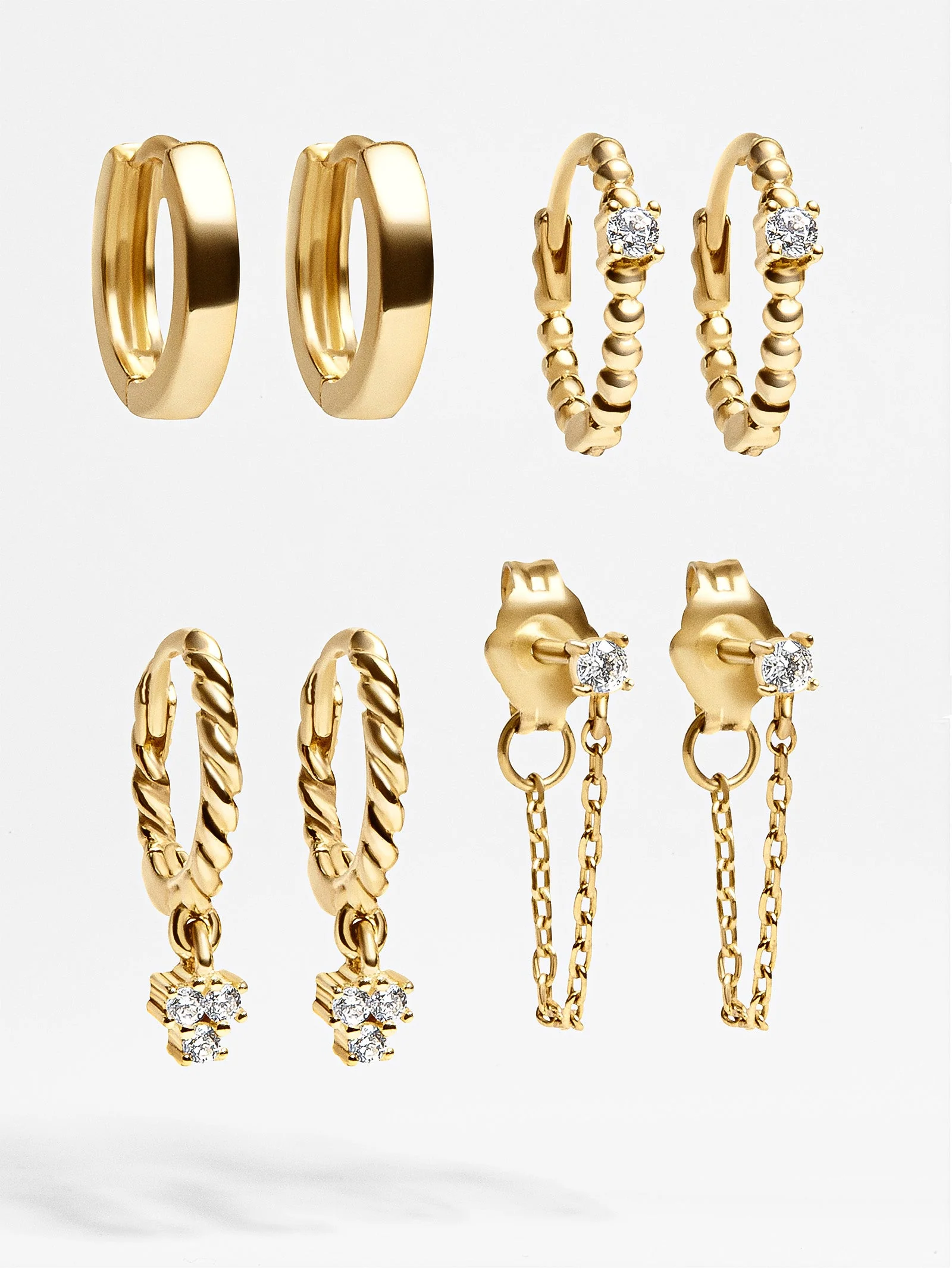 Luna 14K Gold Earring Set - Luna 18K Gold Earring Set