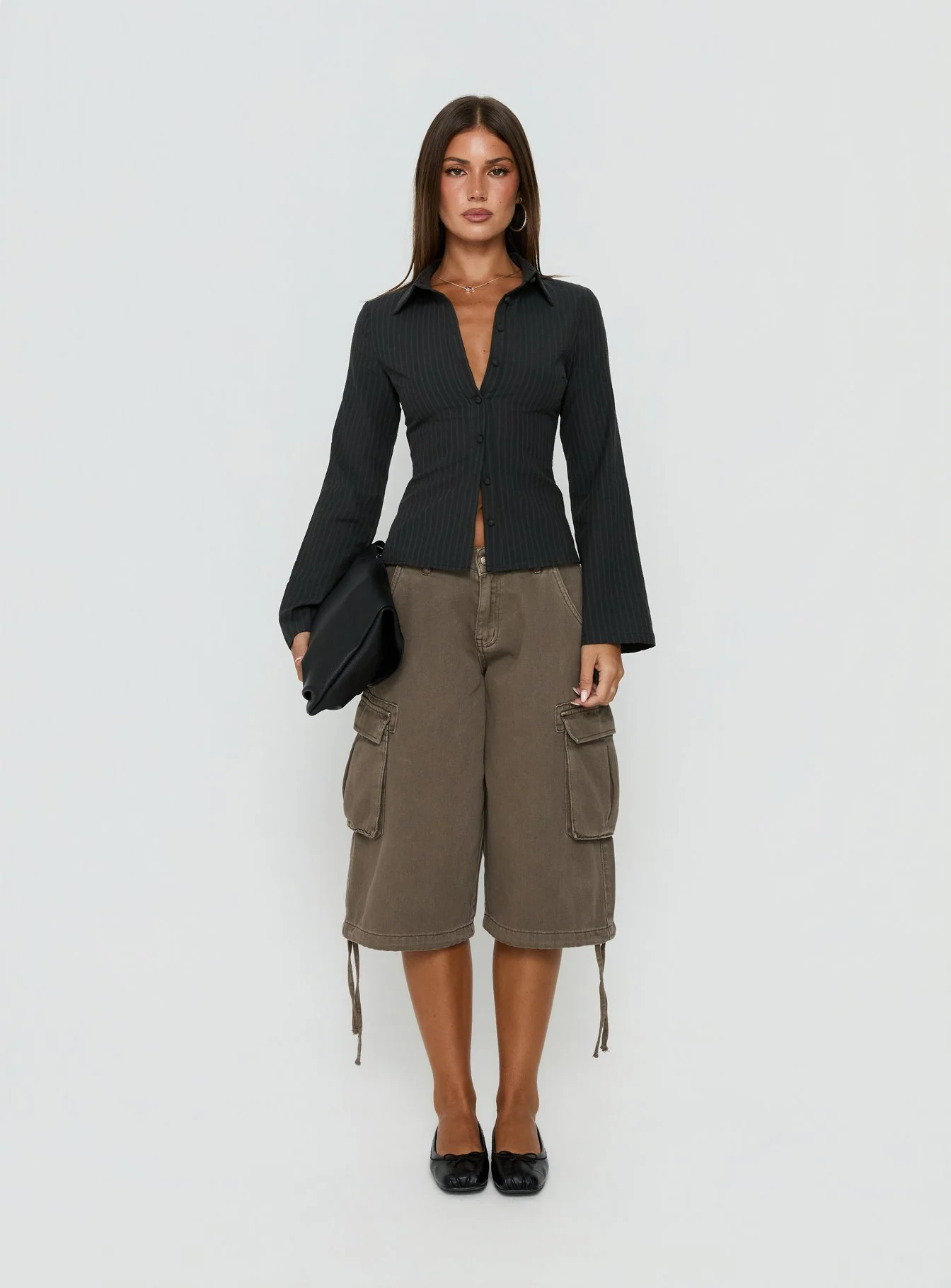 Anni Pinstripe Shirt Black