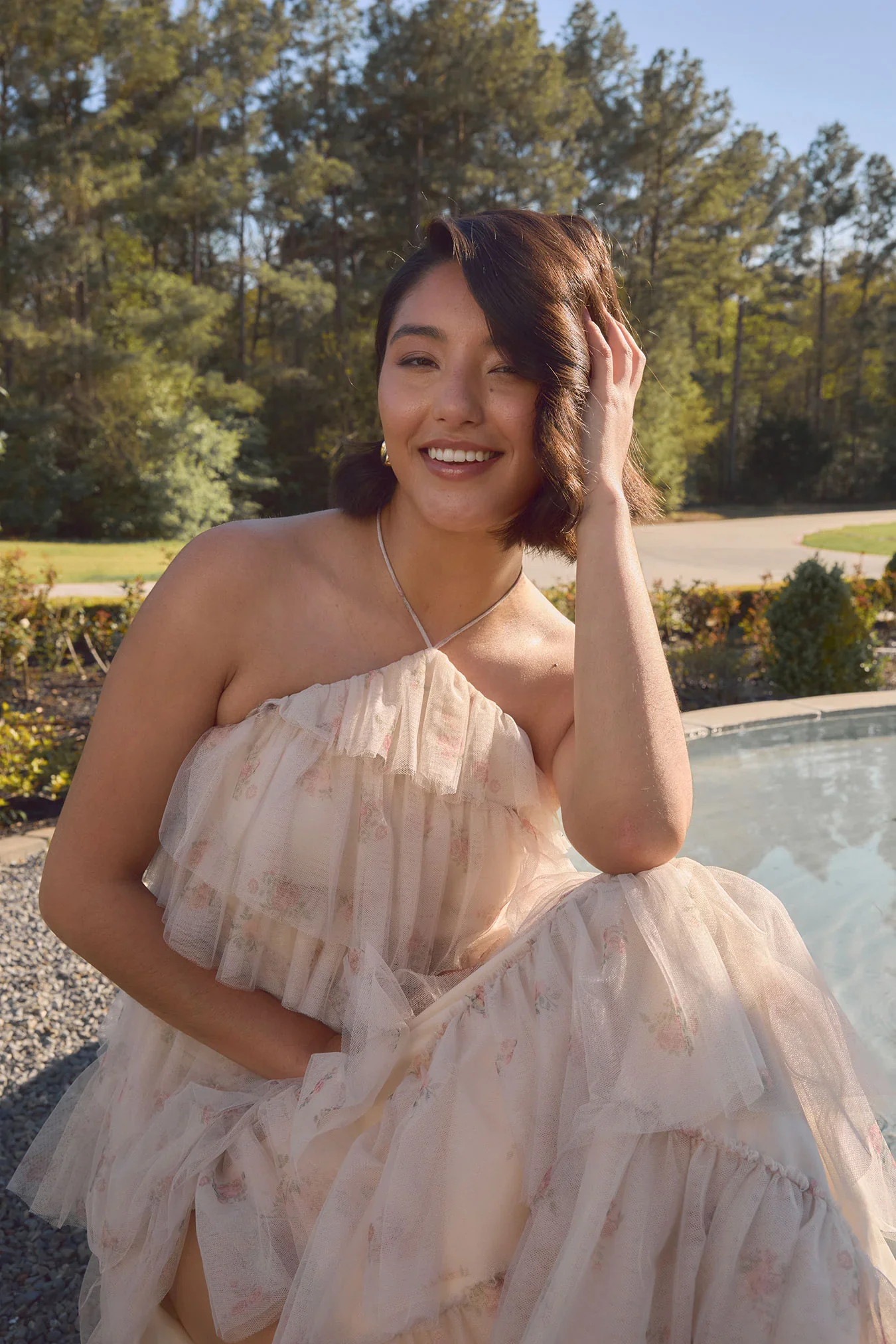 Ellapink Tulle Floral Print Dress | Made To Order