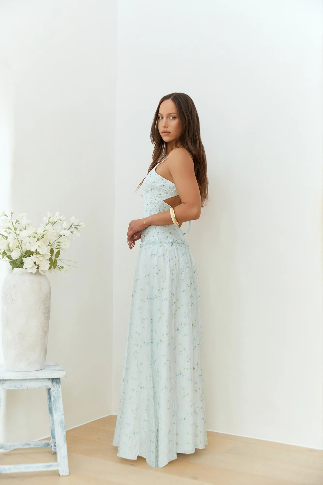 Among The Flowers Maxi Dress Blue - luluinthesky