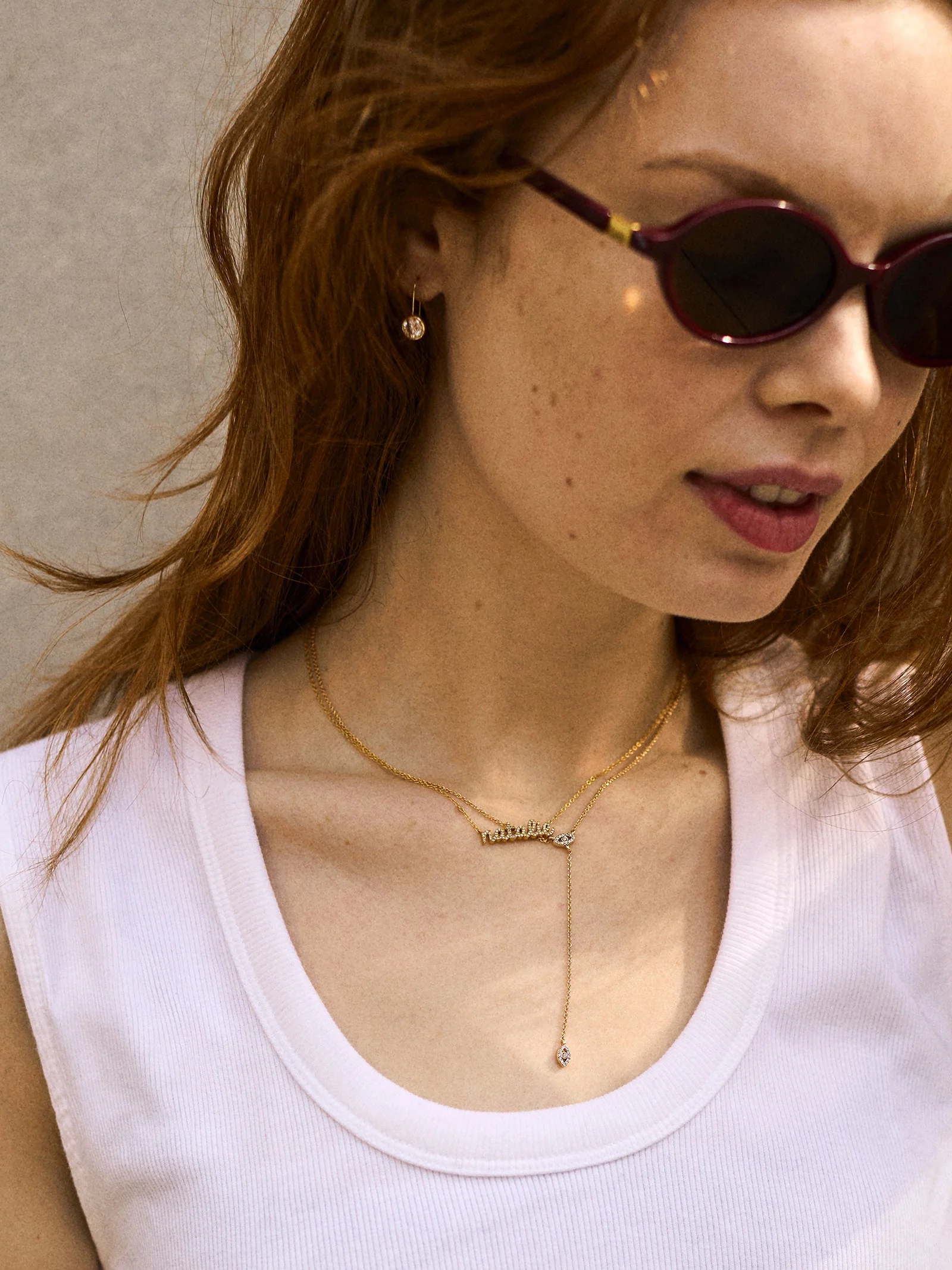 Evil Eye Lariat Necklace - Gold/Pavé