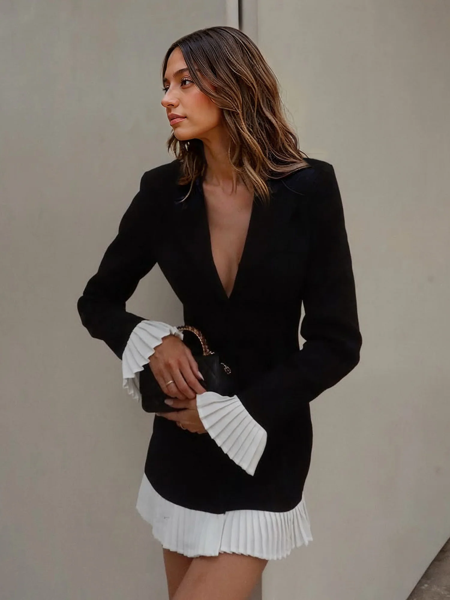 Structured Black Blazer Mini Dress