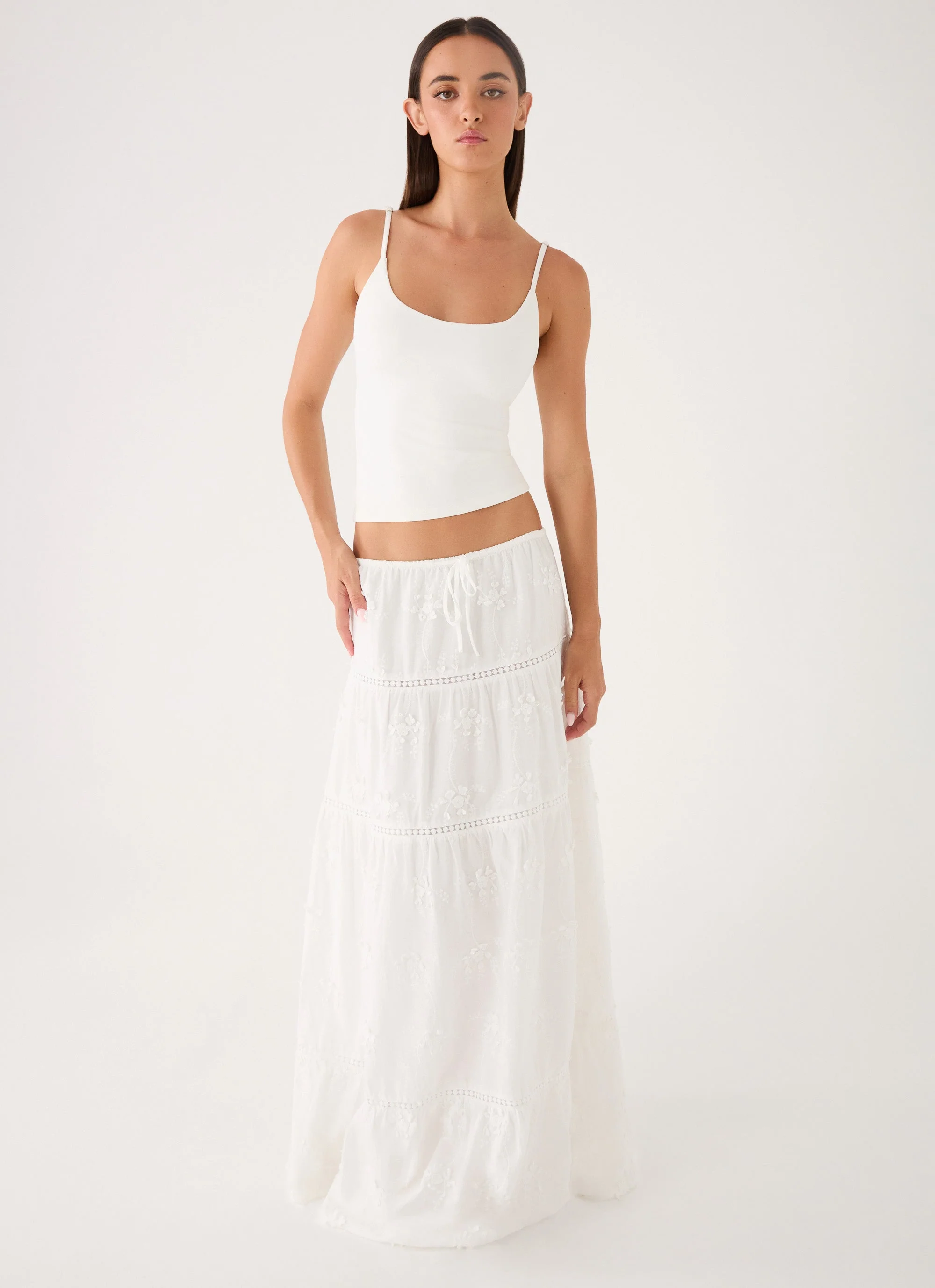 Yours To Keep Maxi Skirt - White - luluinthesky