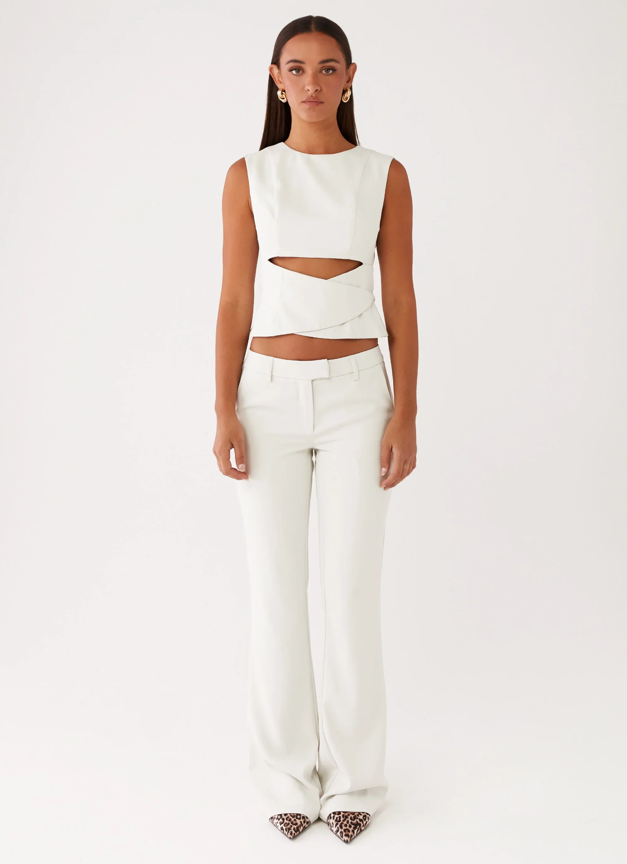 Cyra Low Rise Slim Fit Pants - Ivory