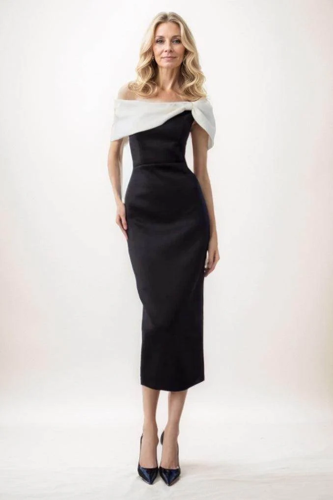 Sheath Midi Elastic Cloth Mother Of The Bride Dress CM0292
