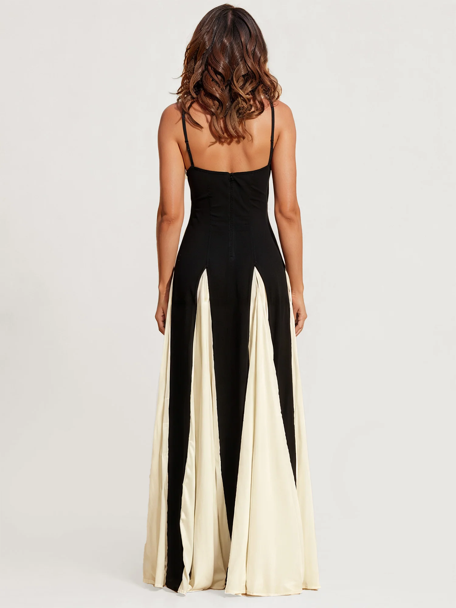 Chic Contrast Black and White Maxi Dress