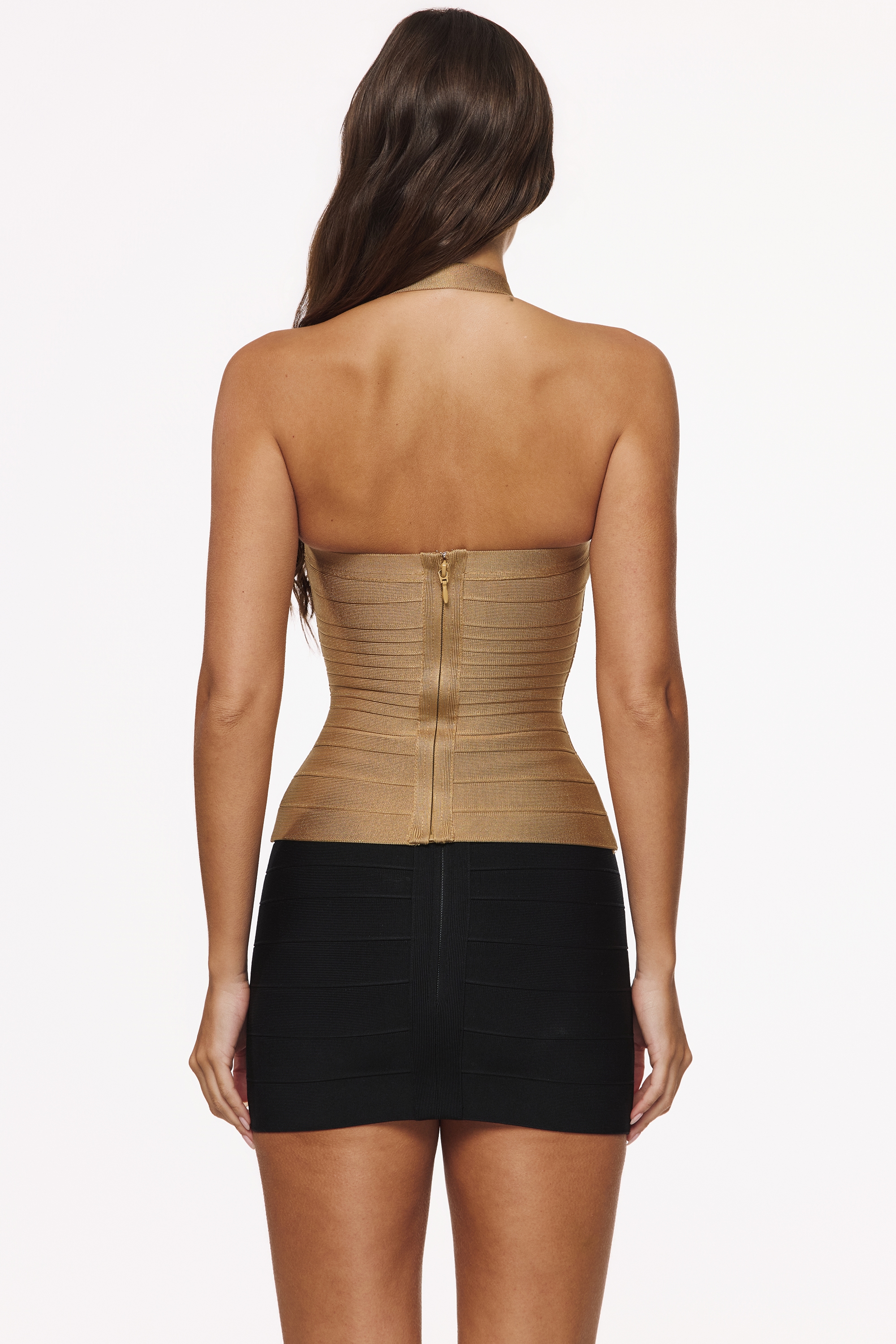 Gold Shimmer Halter Neck Bandage Top