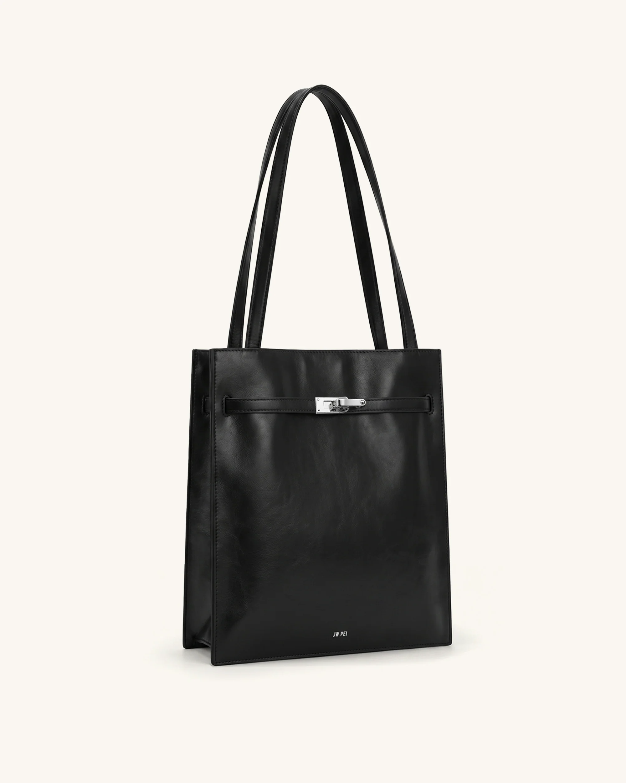 Noelle Belted Tote Bag - Black