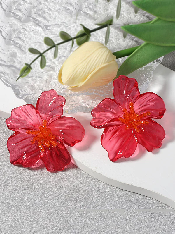 Flower Shape Slightly Sheer Earrings Accessories