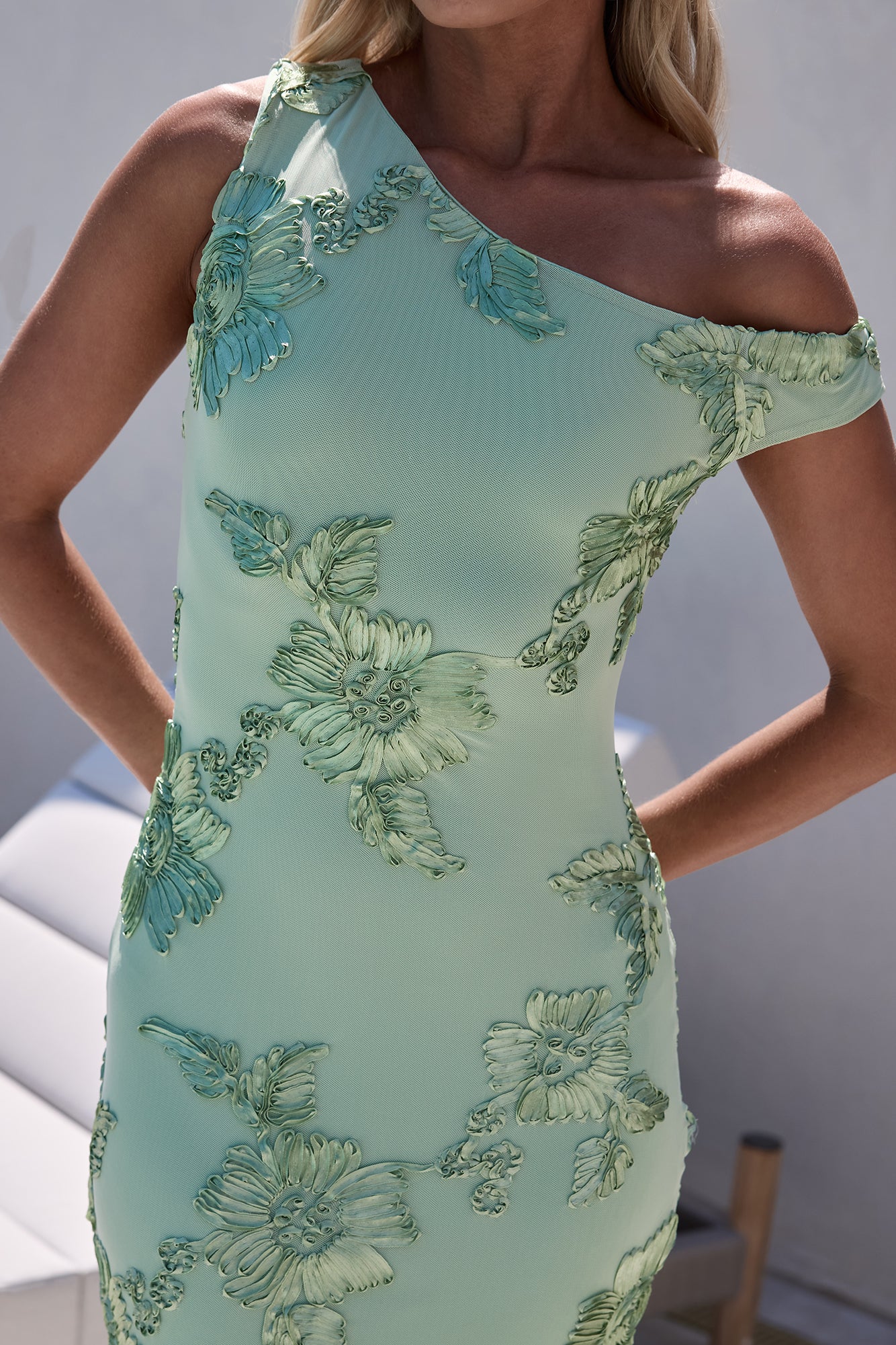 Scenic Dreams Mesh Off Shoulder Maxi Dress Sage - luluinthesky