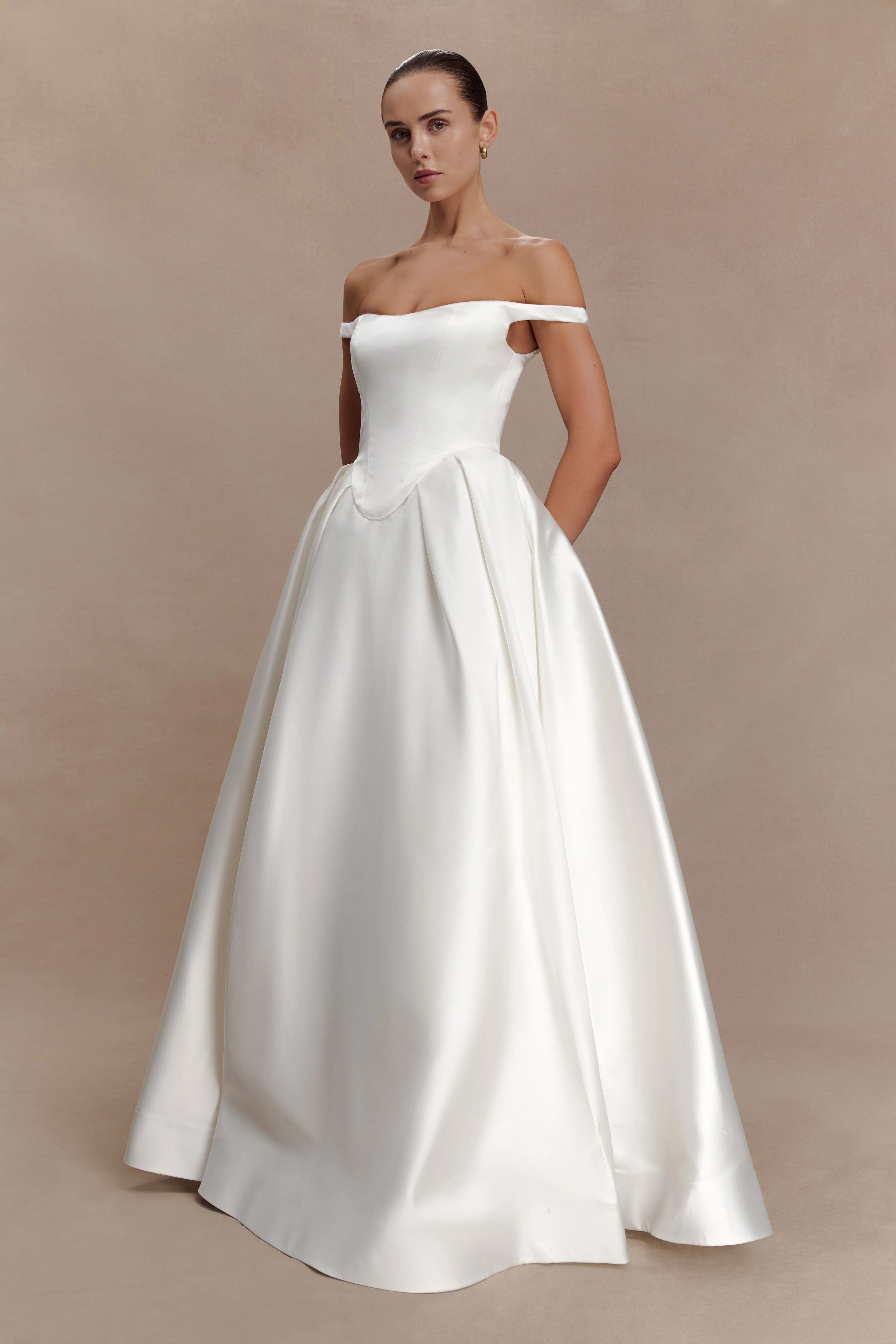 Willow-Off-Shoulder-Satin-Maxi-Gown-White