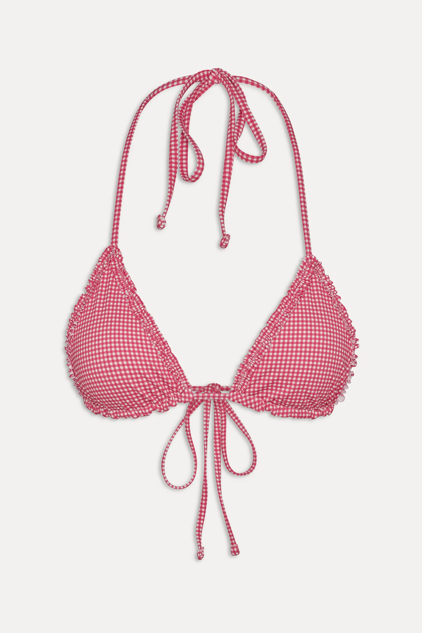 Nick Skimpy Triangle Bikini Top - Ladybug Gingham - luluinthesky