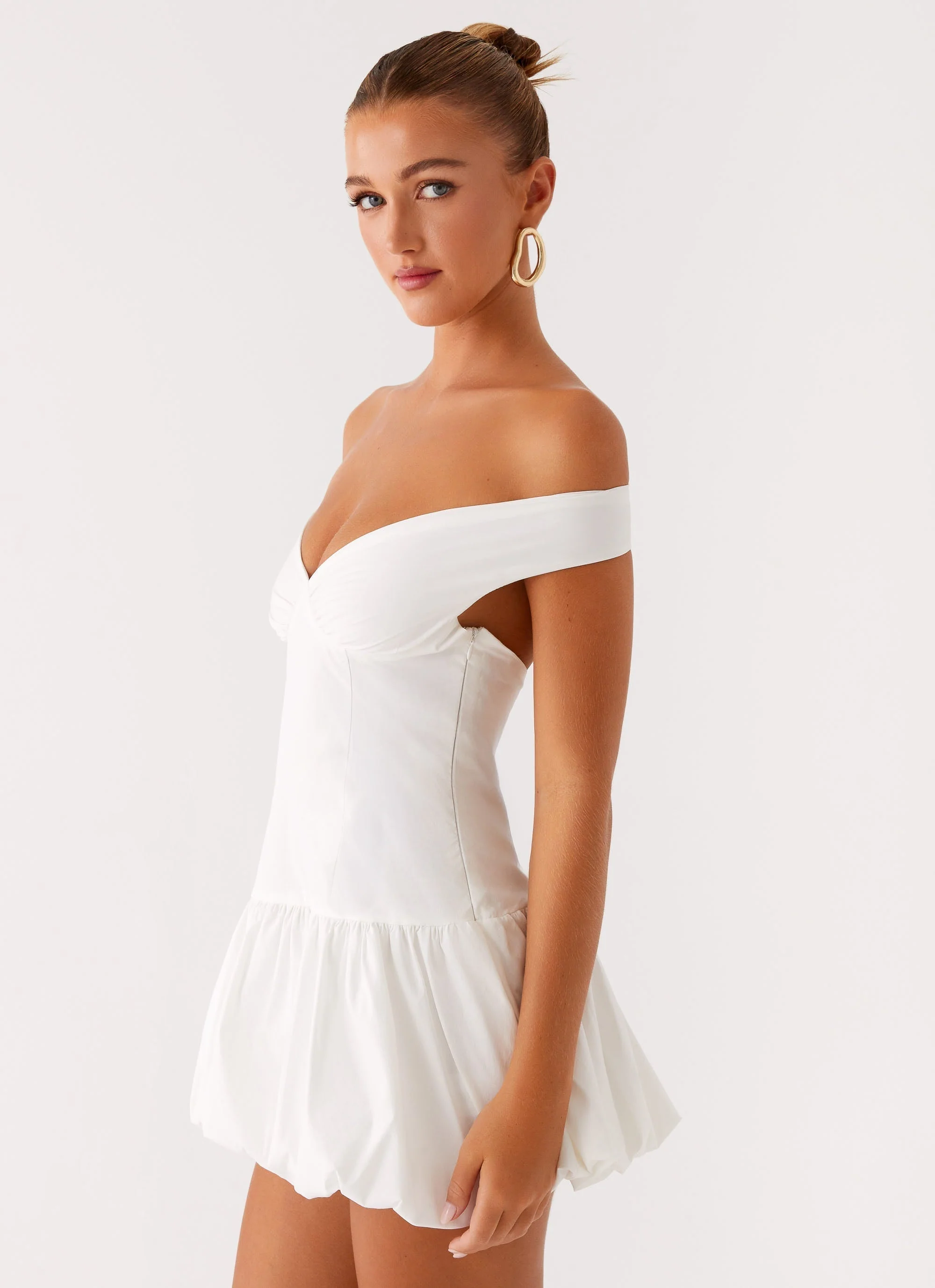 Endless Romance Off Shoulder Mini Dress - White - luluinthesky