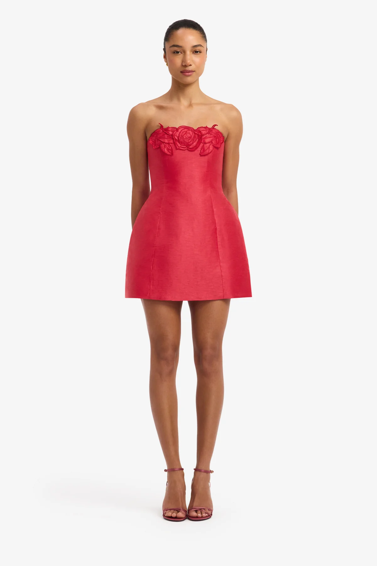 Rosario Linen Bustier Mini Dress - Scarlet