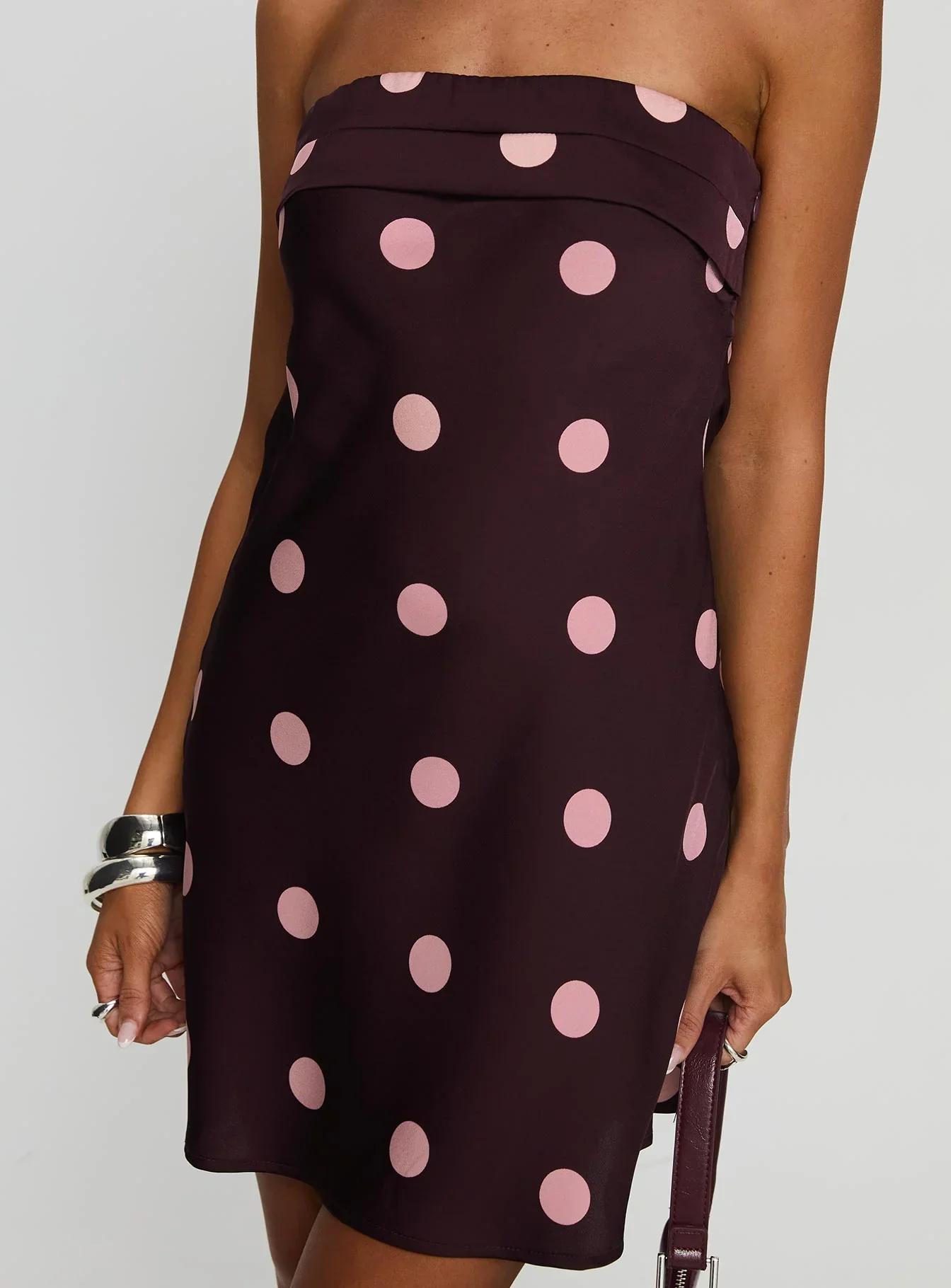 Phillipa Mini Dress Plum / Pink Polka Dot - luluinthesky